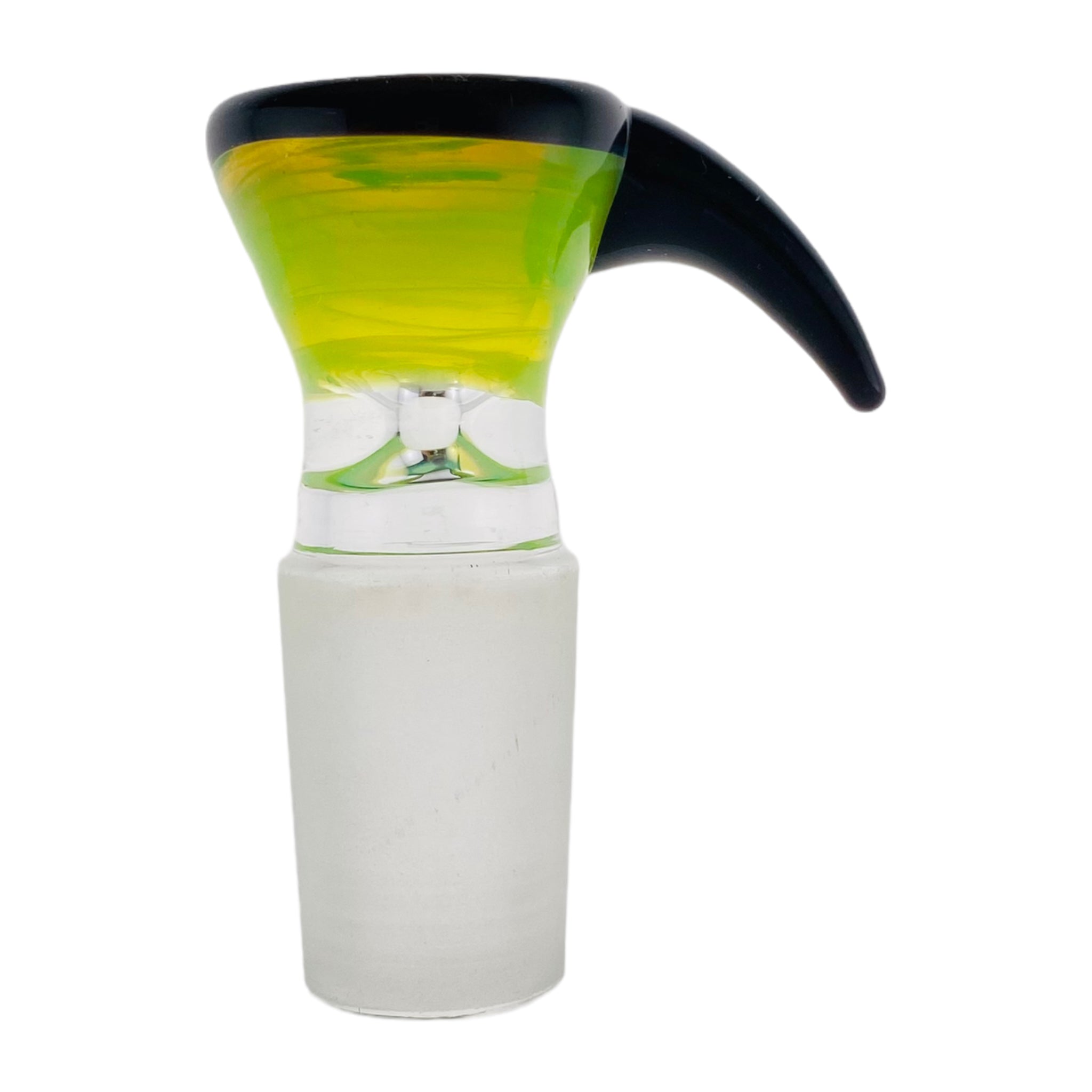 18mm Flower Bowl - Green Funnel With Black Handle Bong Bowl Piece