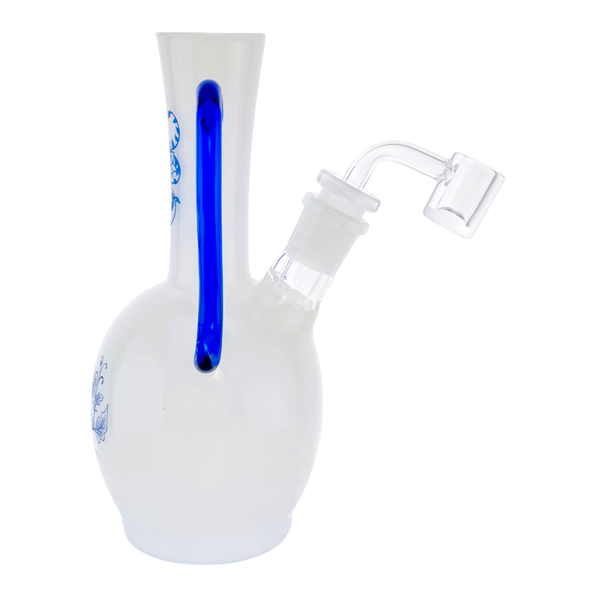 Decorative Vase Dab Rig made from white and blue glass