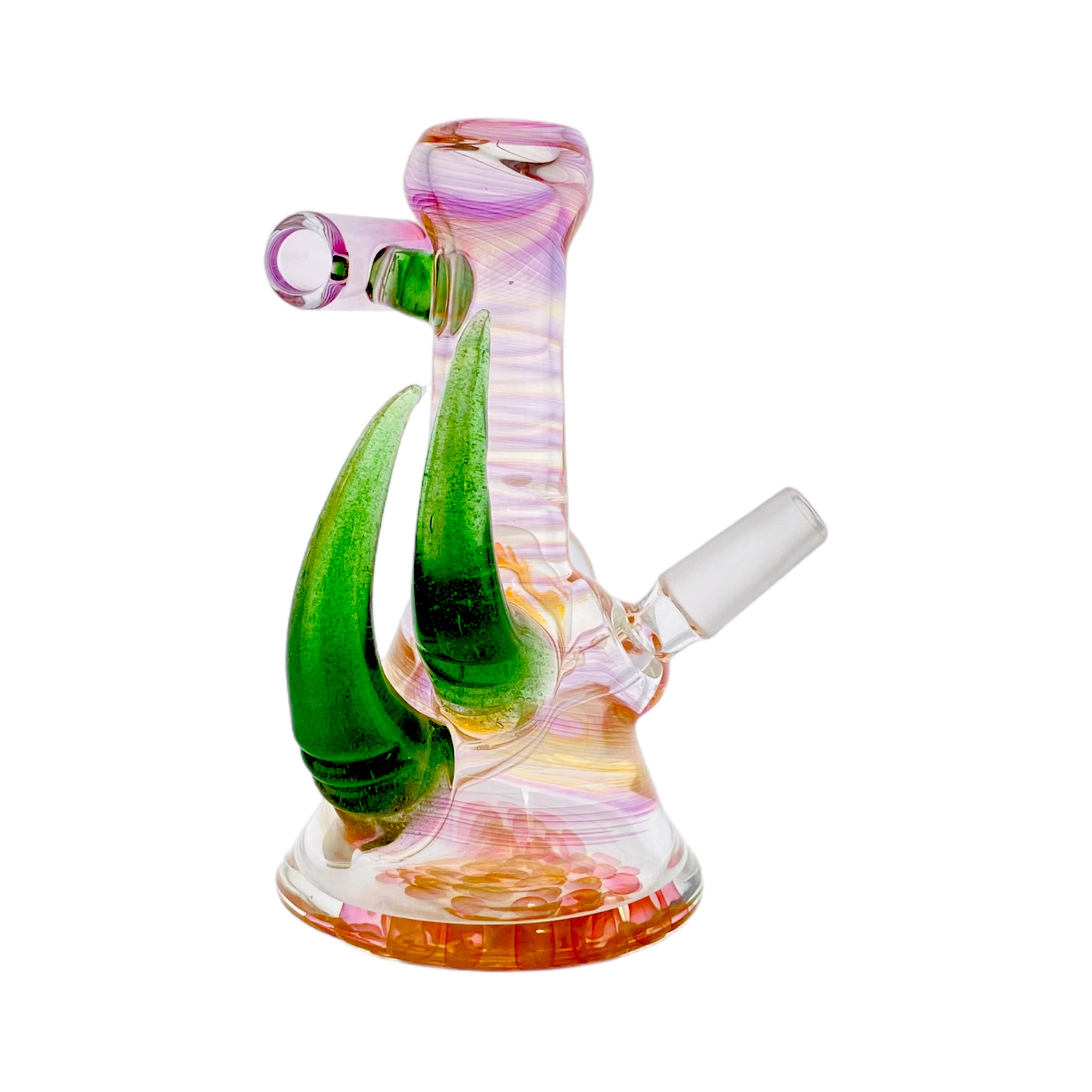 10mm Pendant Dab Rig With Fuming Twist And Green Horns