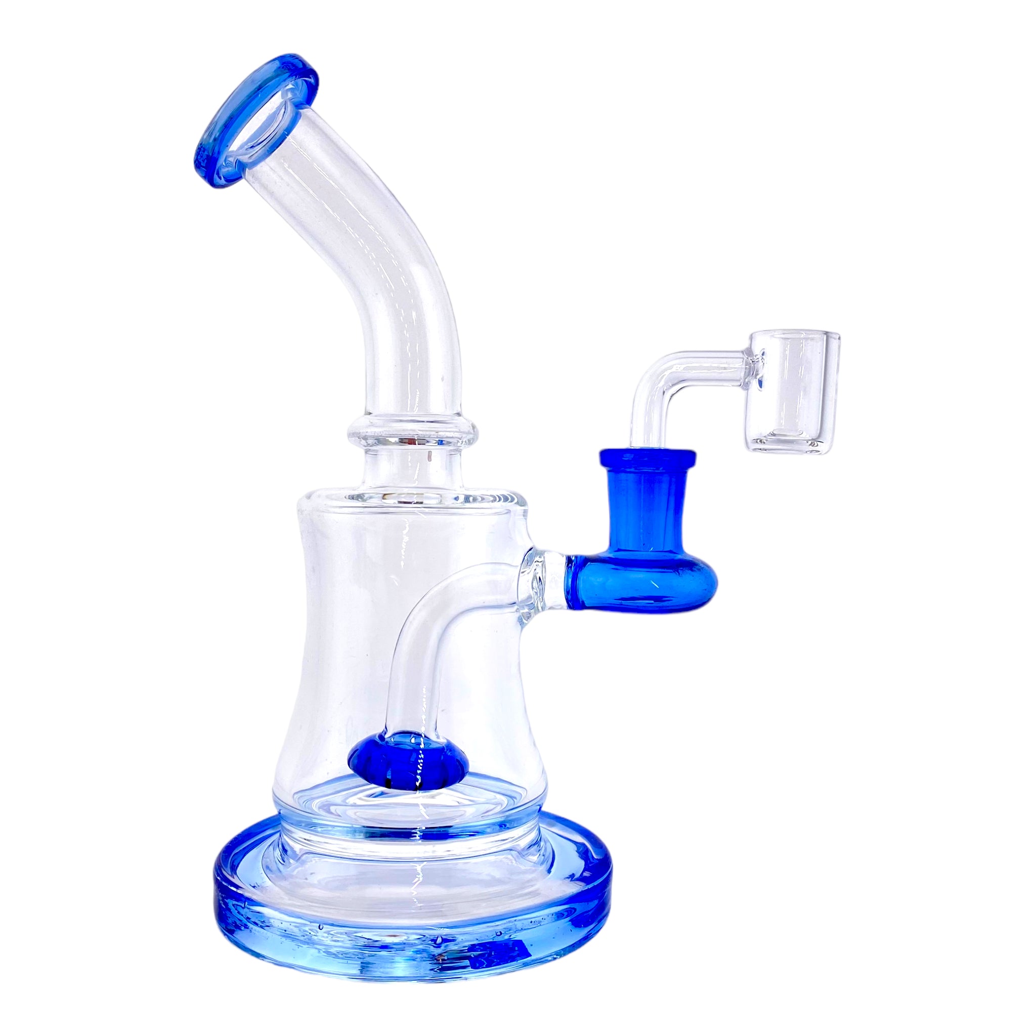 Small Clear Banger Hanger Dab Rig With Blue Showerhead Perc