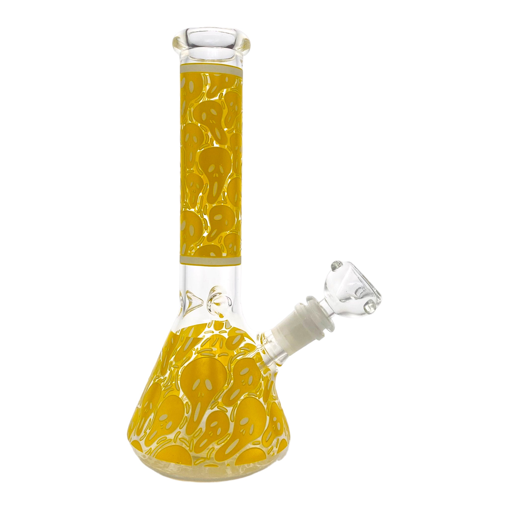 10 Inch Glass Beaker Bong With Yellow Ghosts