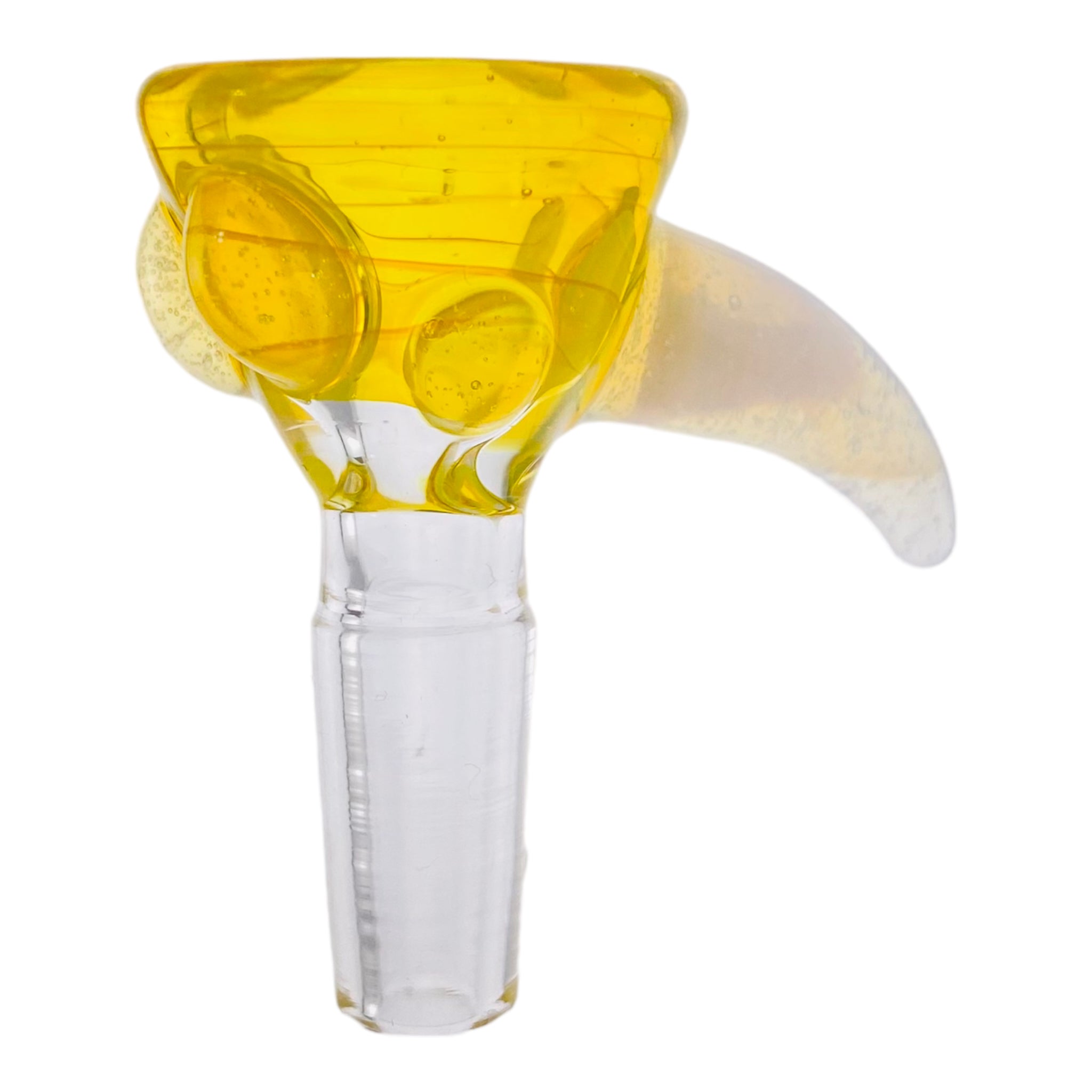 Arko Glass - 10mm Flower Bowl - Alientech With Golden Yellow Handle & Dots