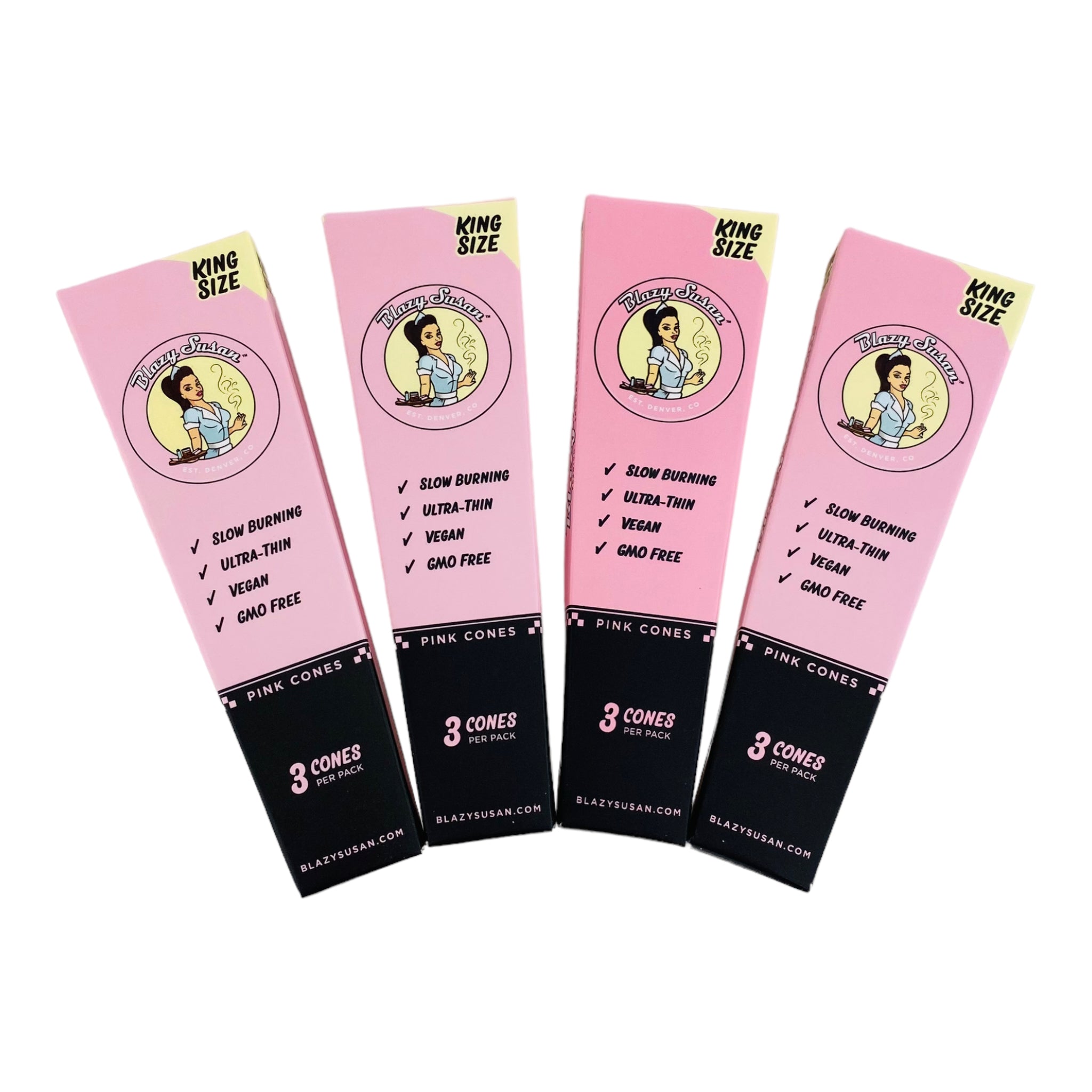 Blazy Susan Pink King Size 3ct Cones 4-packs