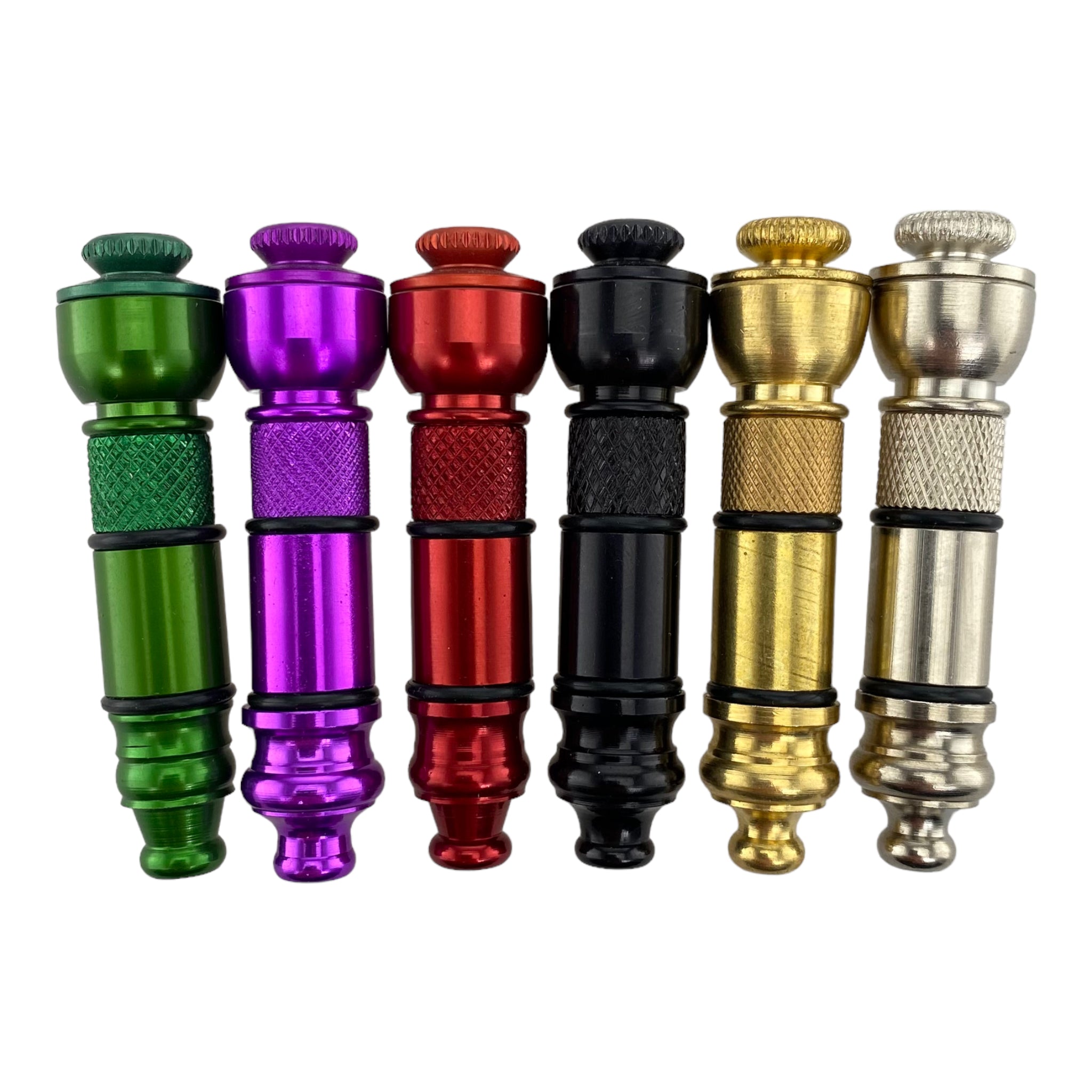 Metal smoking Hand Pipes Anodized Aluminum Mini Chillum One Hitter Hand Pipe With Cap 2 Pack Assorted Colors