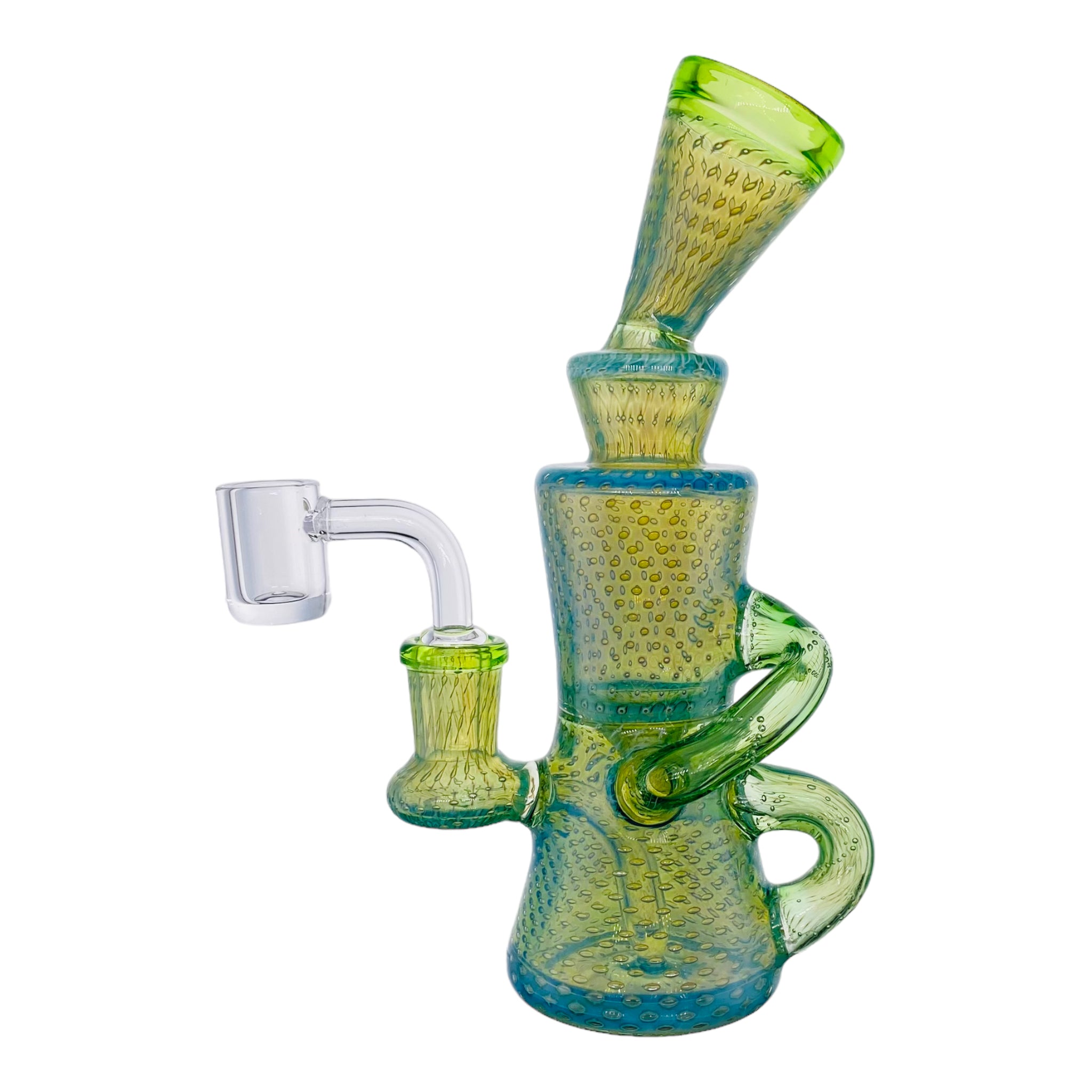 Green Recycler Dab Rig With Bubble Trap Design