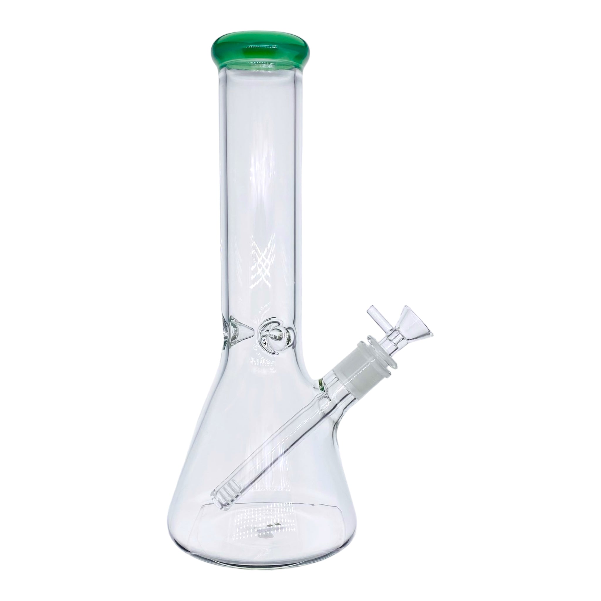 12 Inch Clear Beaker Bong With Green Color Lip