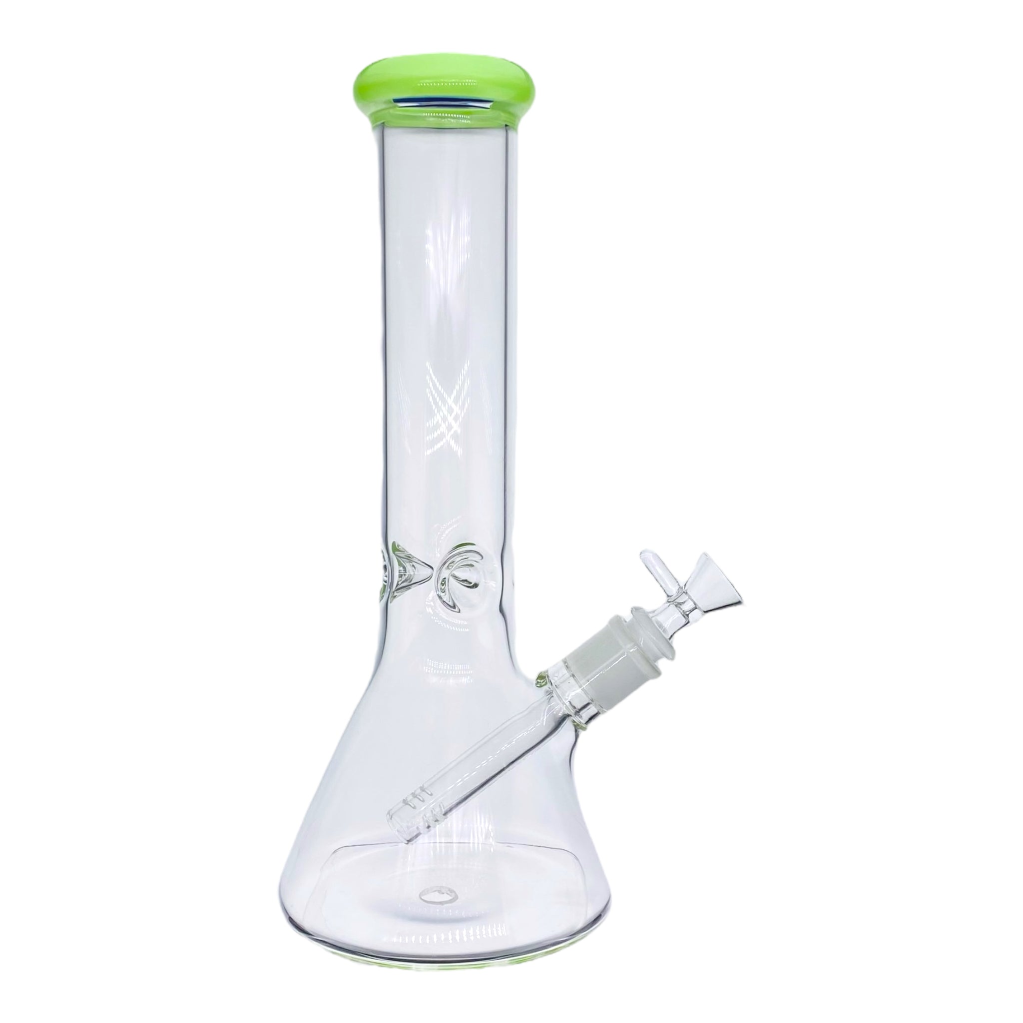 12 Inch Clear Beaker Bong With Slyme Green Mouth Piece