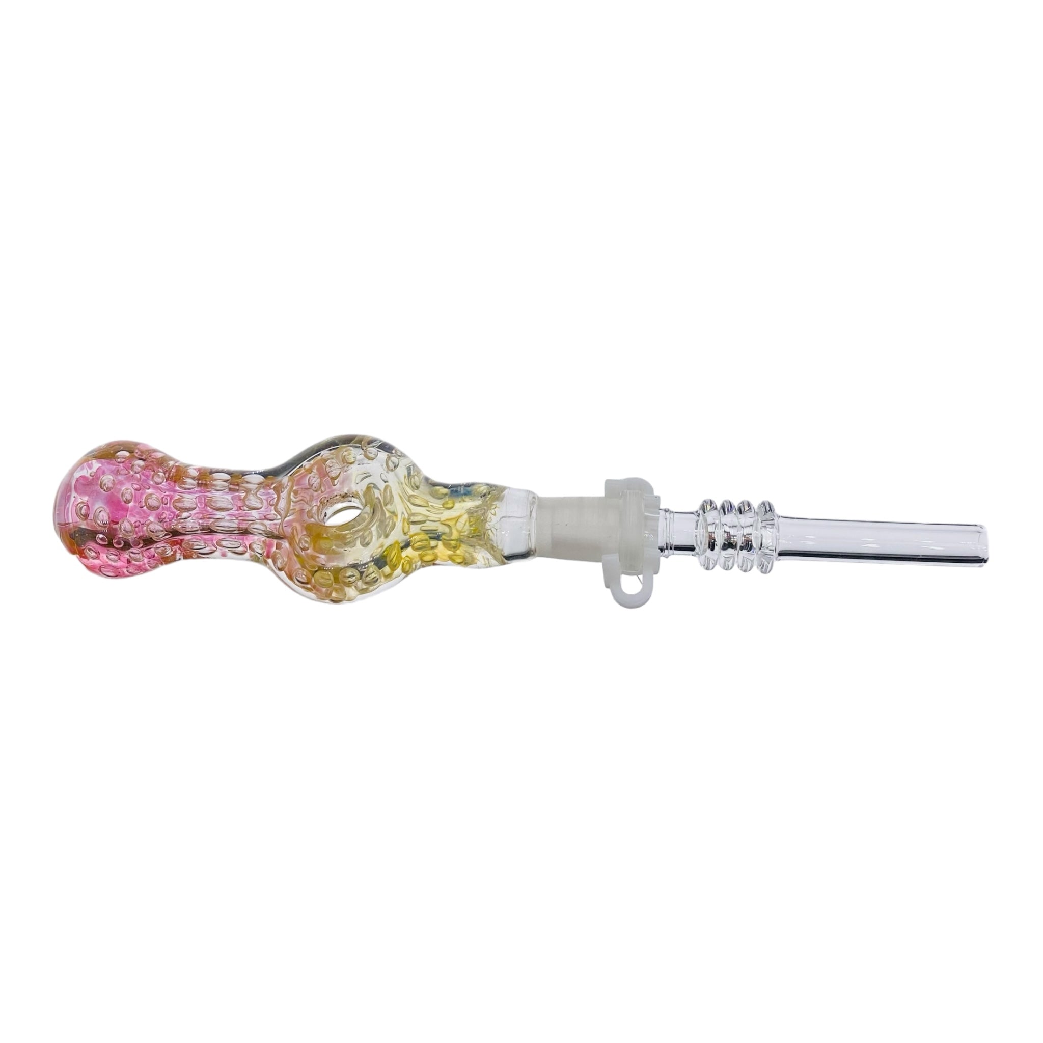 10mm Nectar Collector - Color Changing Fuming Inside Out Spiral Donut With Quartz Tip