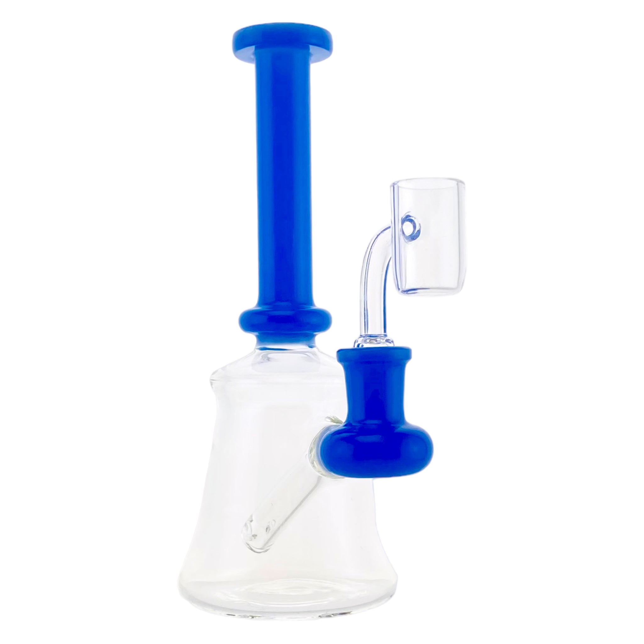 best cute small size mini tube shape glass dab rig with 14mm joint with baby blue color accent sections