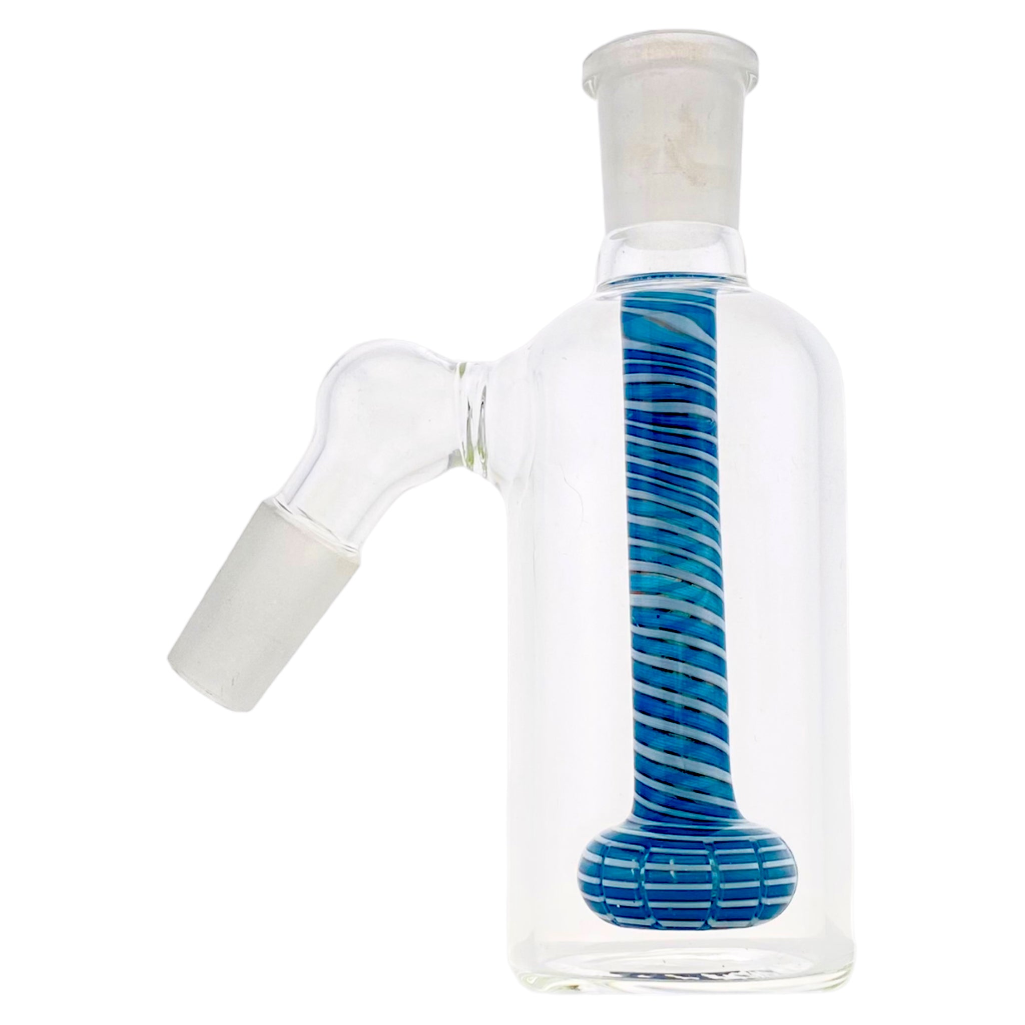 14mm Ash Catcher With 45 Degree Joint And Blue Twist Showerhead Perc