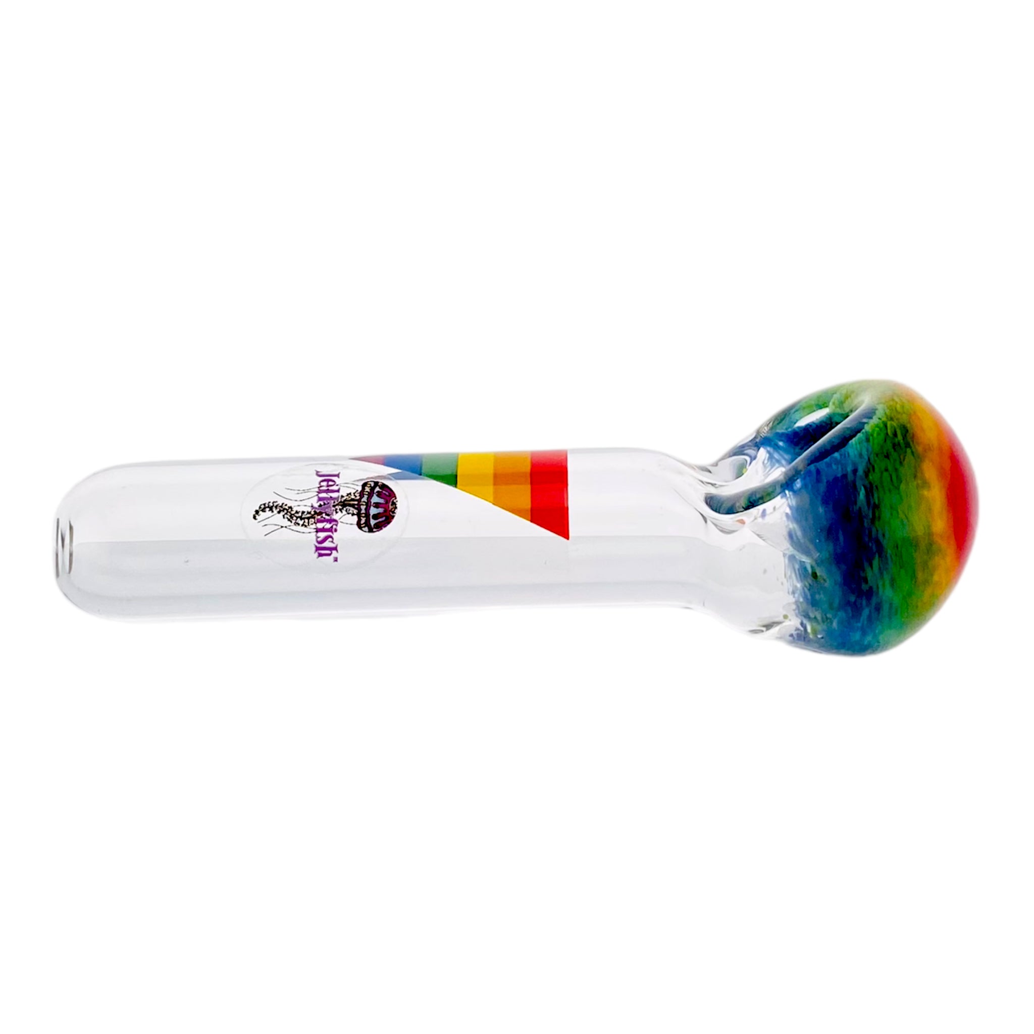Jellyfish Glass - Clear With Rainbow Frit Bowl And Rainbow Triangle