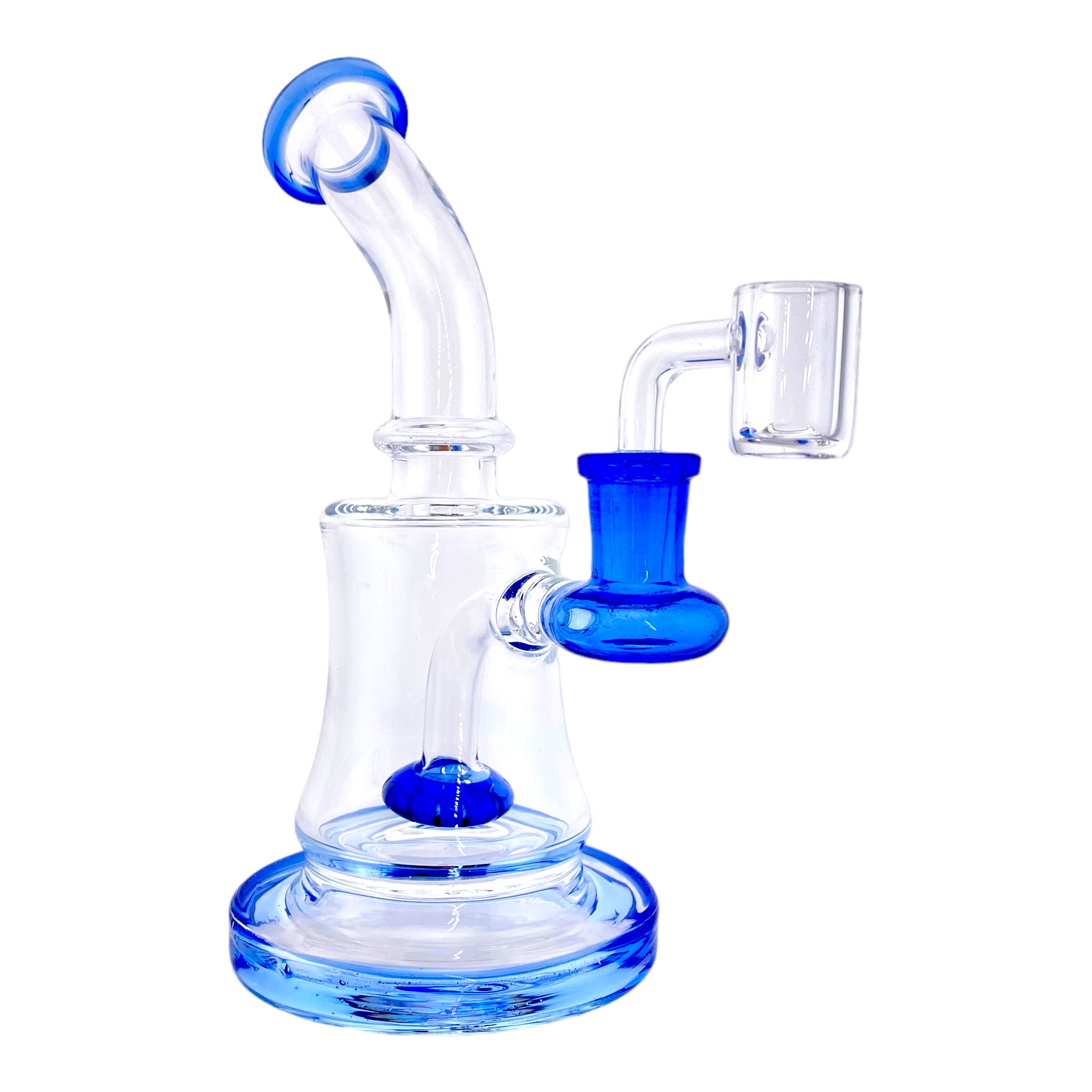 Small Clear Banger Hanger Dab Rig With Blue Showerhead Perc