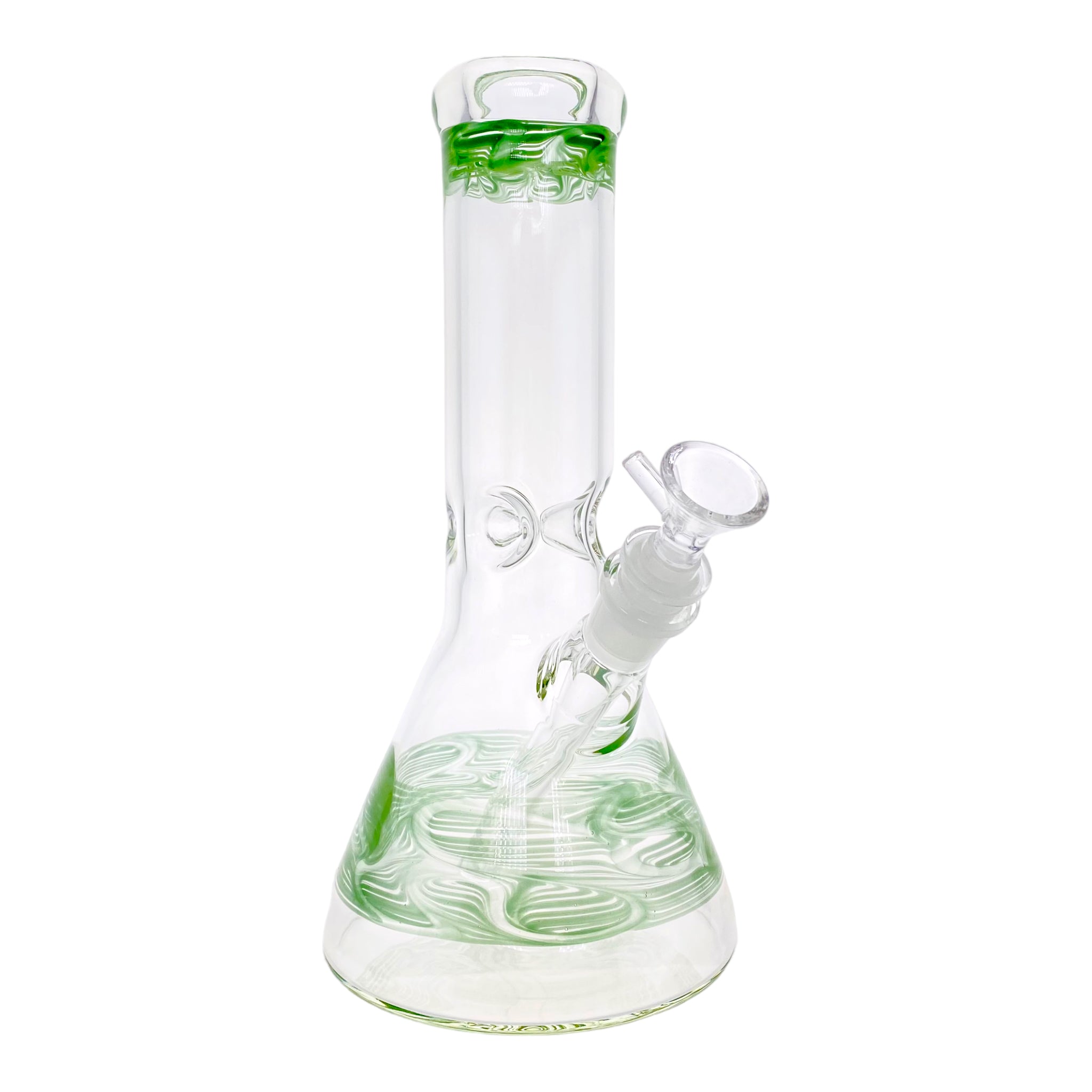 best cheap and portable 10 Inch Clear Beaker Bong With Green Wrap And Rake
