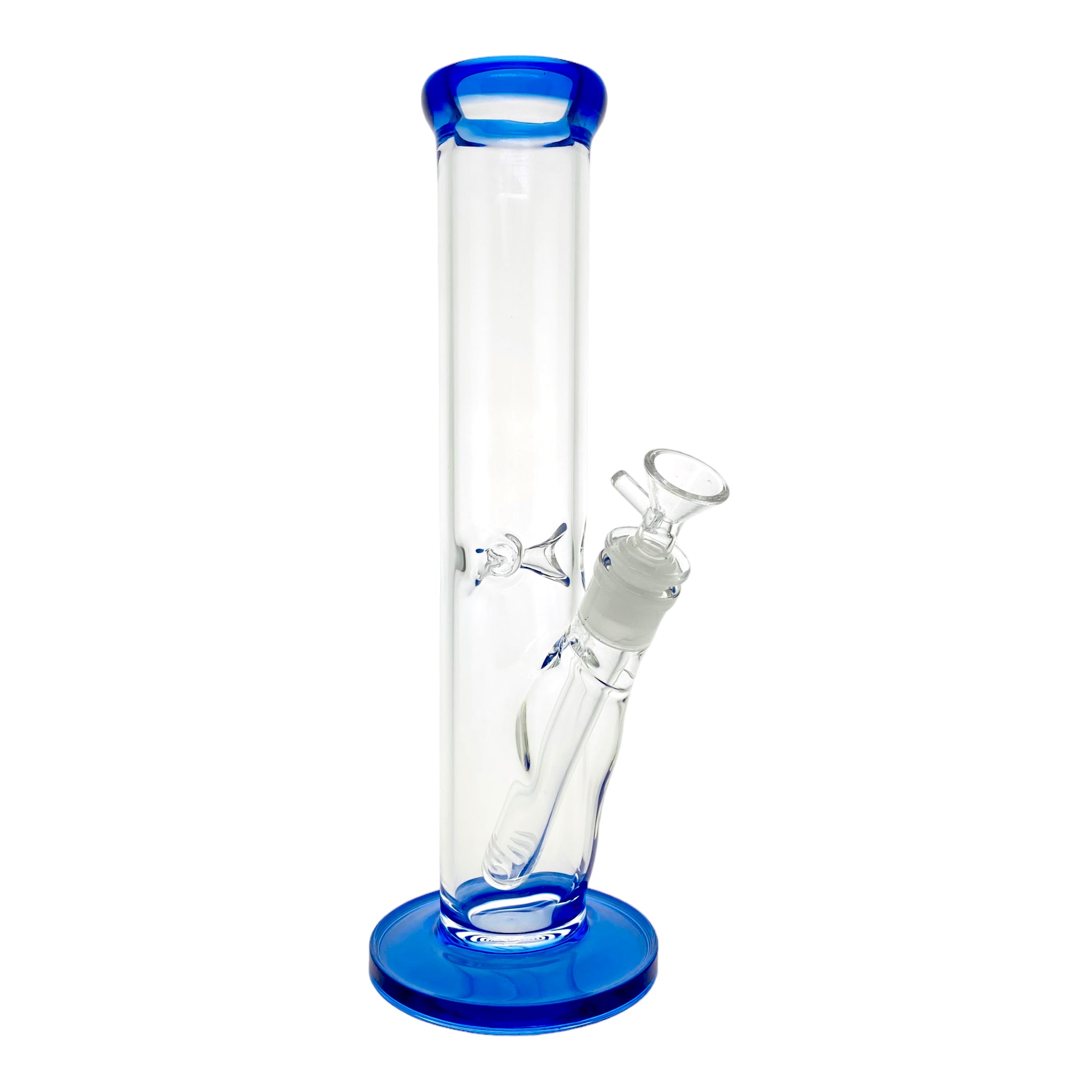 12 Inch Straight Tube Bong With Blue Mouthpiece And Base