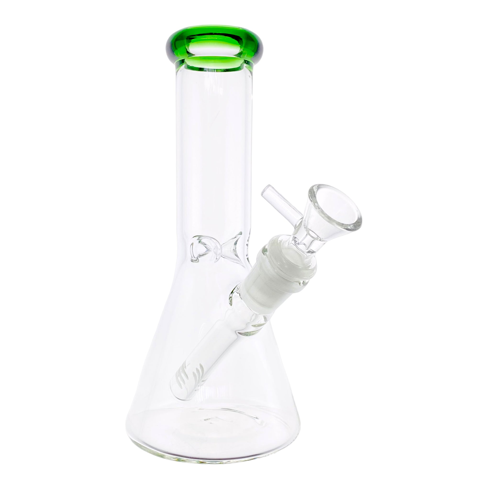 8 Inch Clear Beaker Bong With Green Color Lip