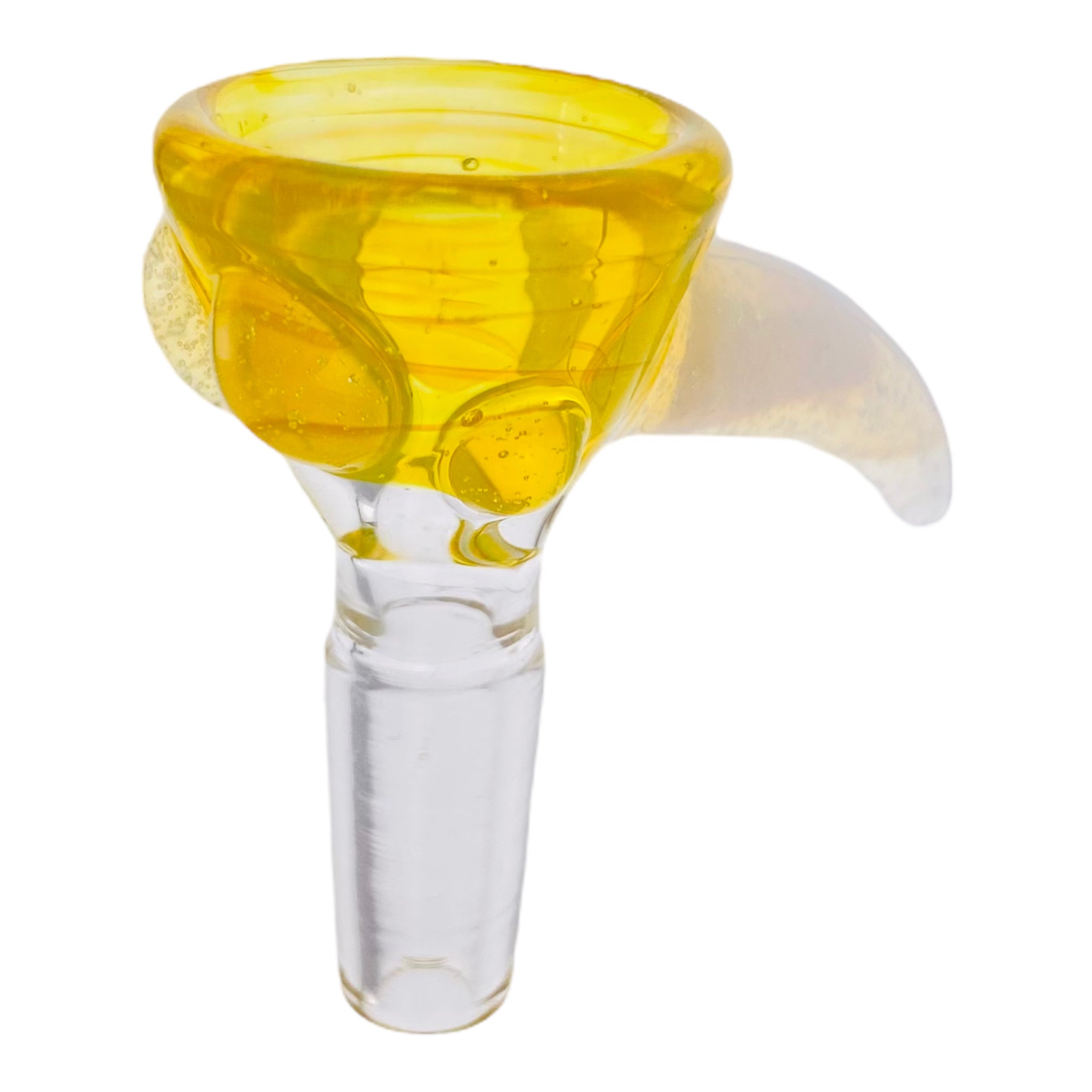 Arko Glass - 10mm Flower Bowl - Alientech With Golden Yellow Handle & Dots