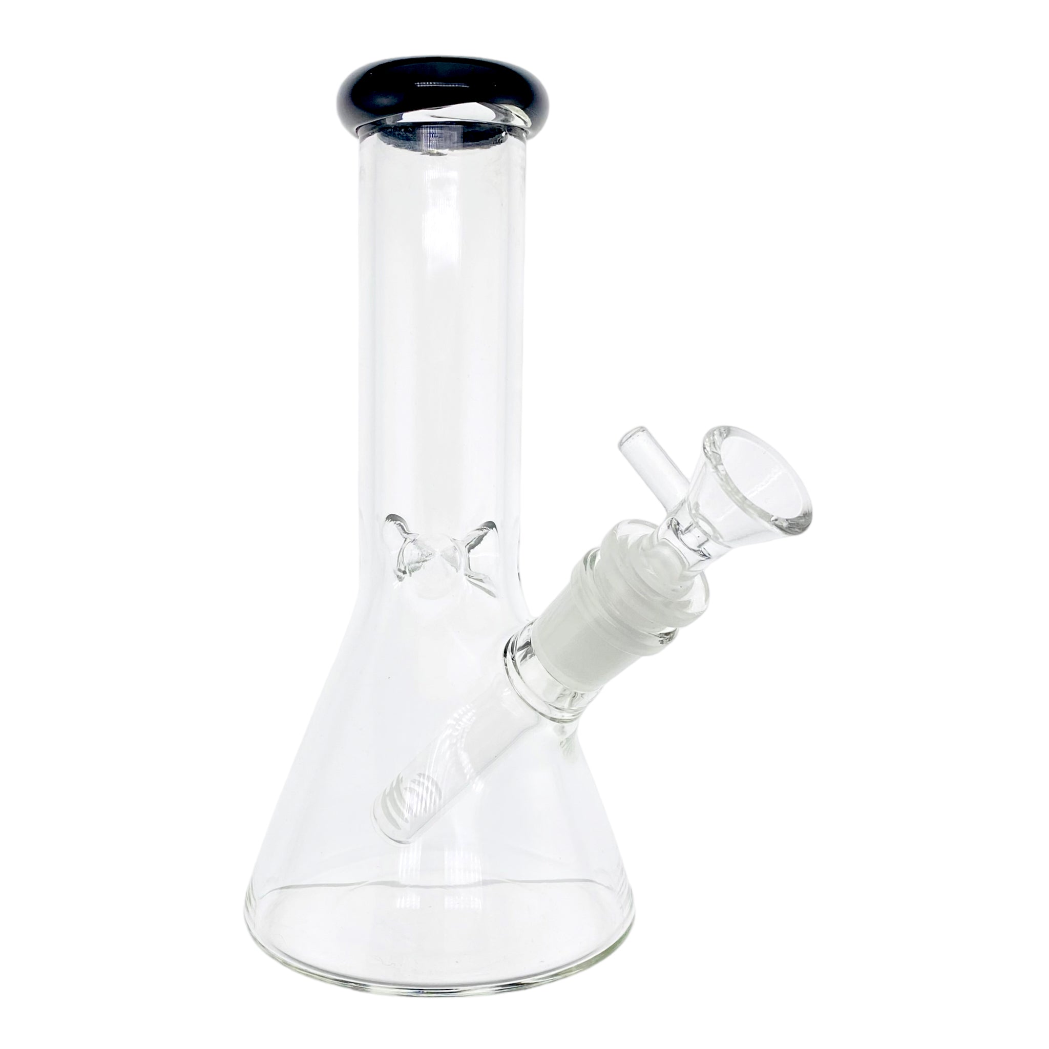8 Inch Clear Beaker Bong With Black Color Lip