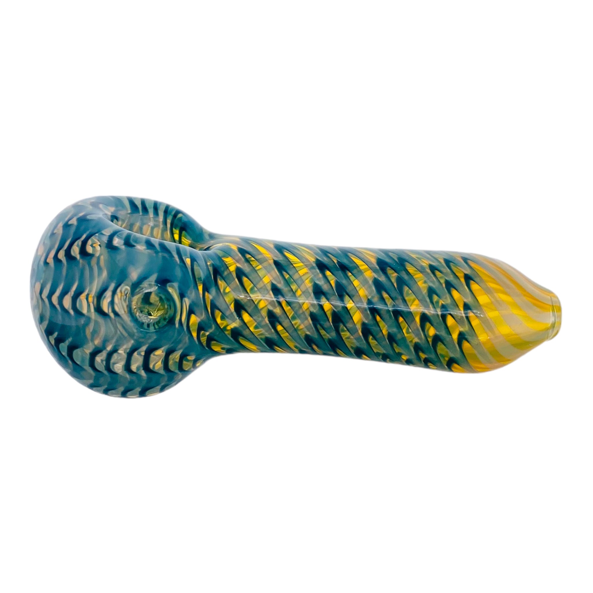 Color Changing Glass Pipe With Blue Wrap And Rake