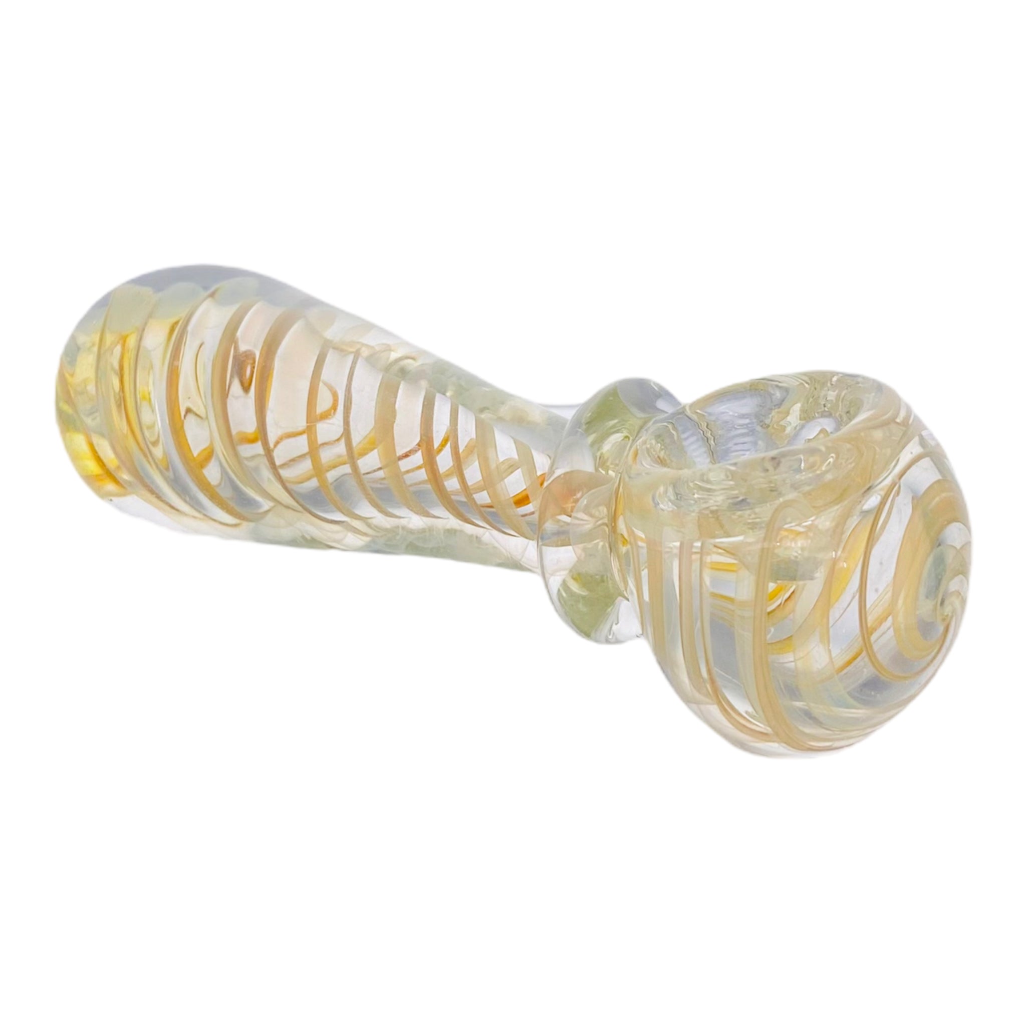 Inside Out Yellow Color Changing Glass Spoon Pipe With Fuming Twist