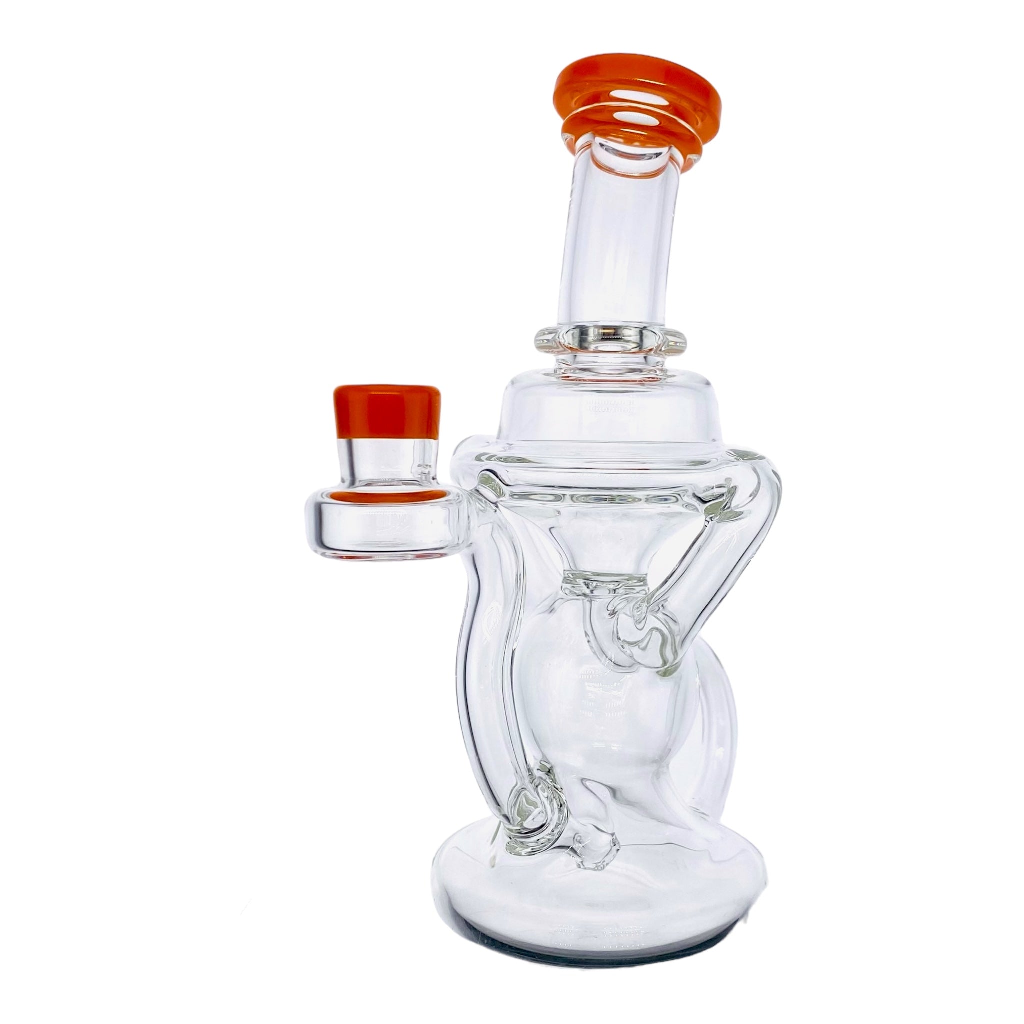 Santa Cruz Glass Clear Klein Recycler Dab Rig With Orange Lip