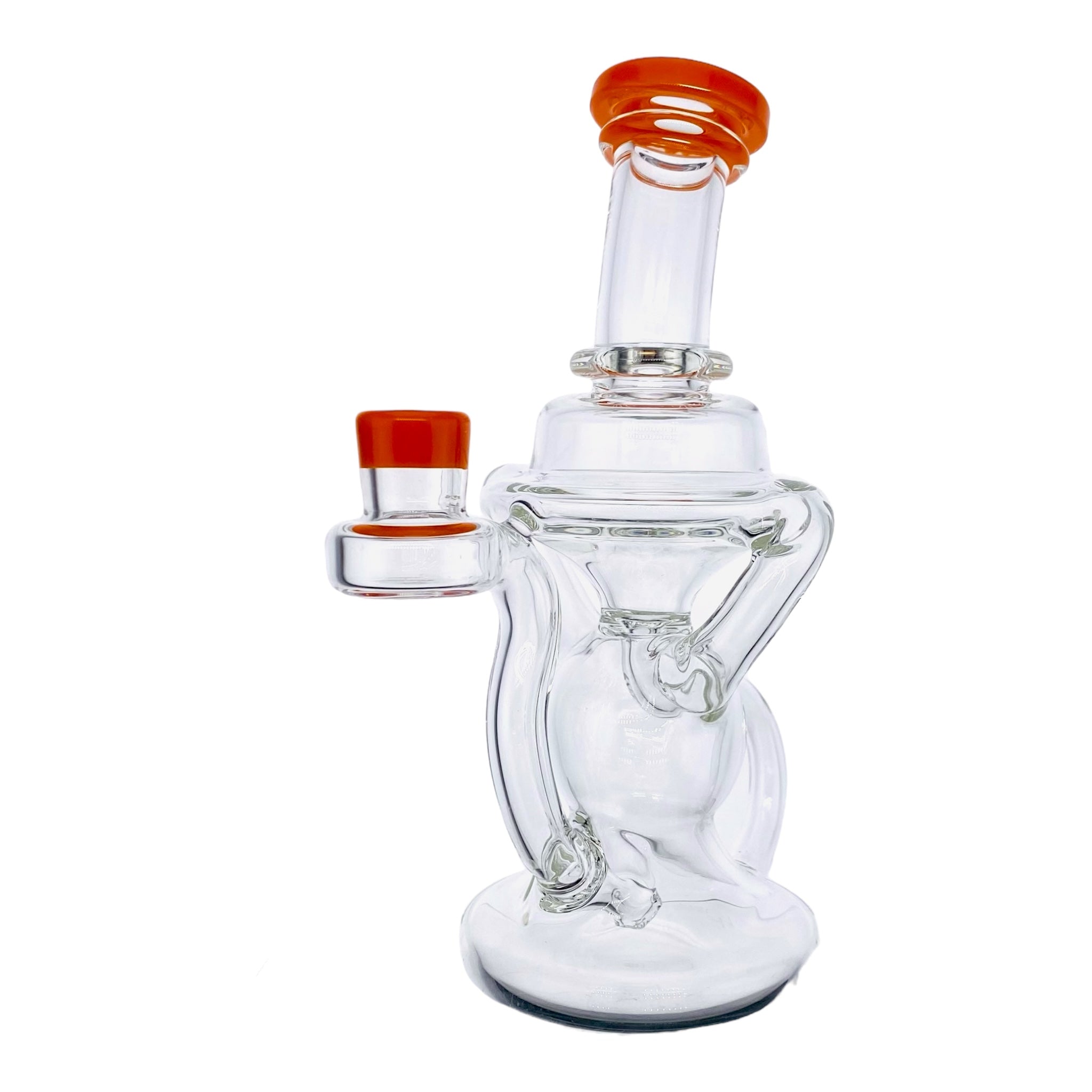 heady glass Santa Cruz Glass - Clear Klein Recycler Dab Rig With Orange Lip for sale