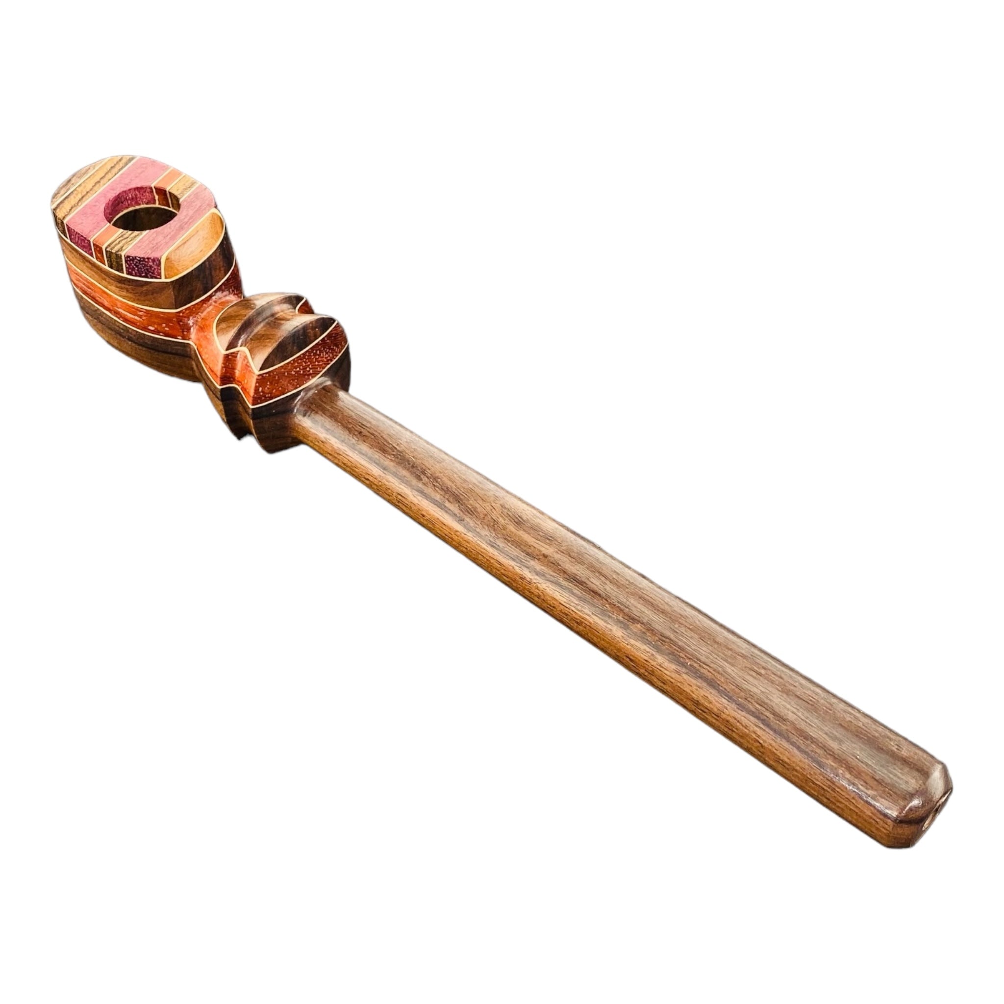 Wood Hand Pipe - 8 Inch Long Stem Peace Pipe Shape Wood Pipe