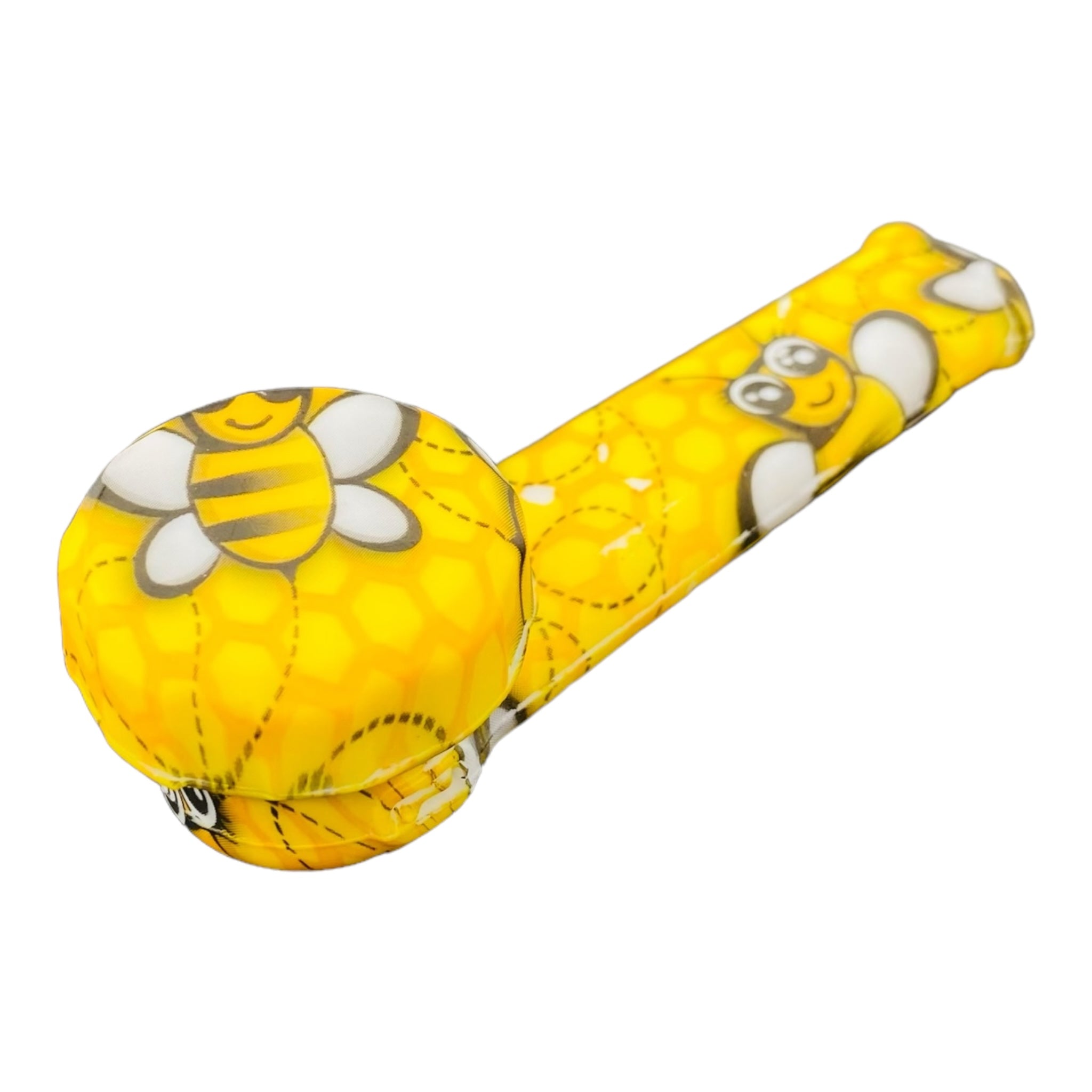 Small Honey Bee Silicone Hand Pipe With Metal Bowl