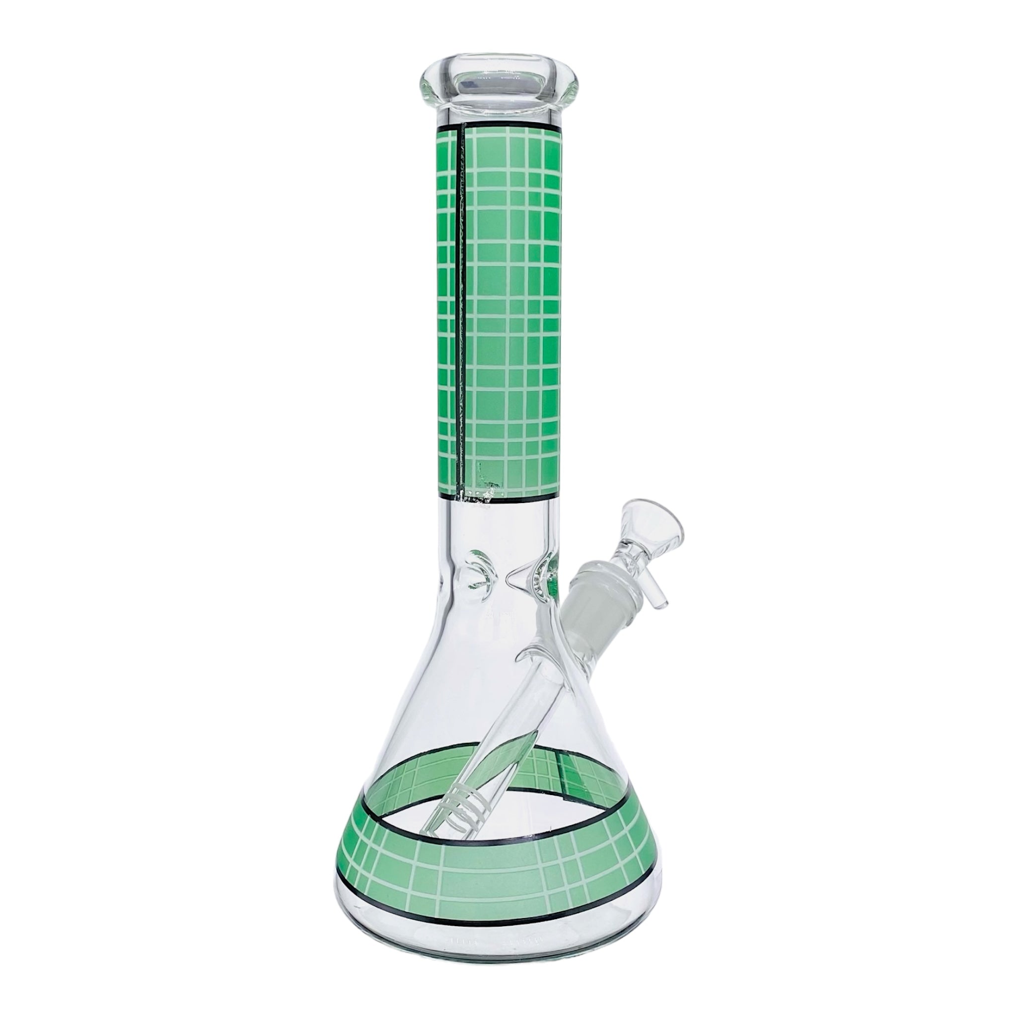 small travel Clear Beaker Glass Bong With Green Plaid for sale