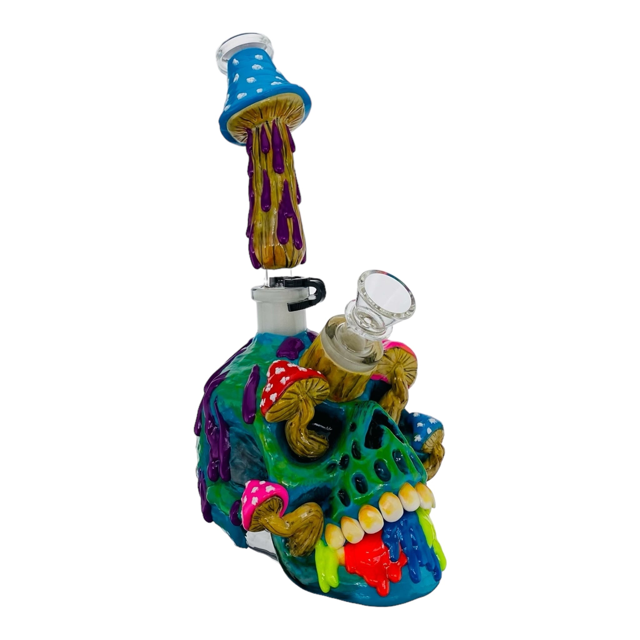 cute and girly Skull Bong With Mushrooms And Removeable Mouthpiece for sale