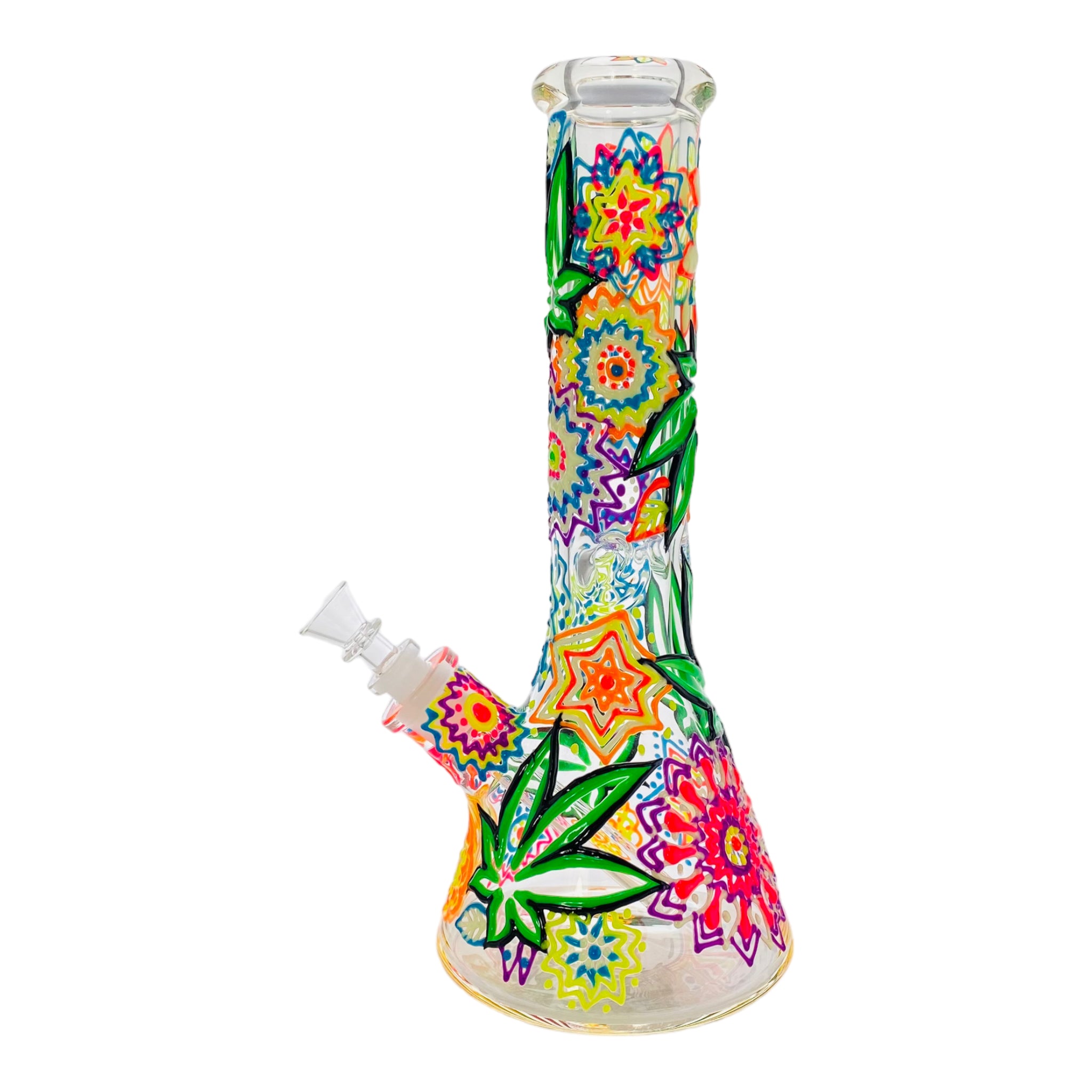 best cheap portable Groovy hippie Flower Power 9mm Thick Glass Beaker Bong
