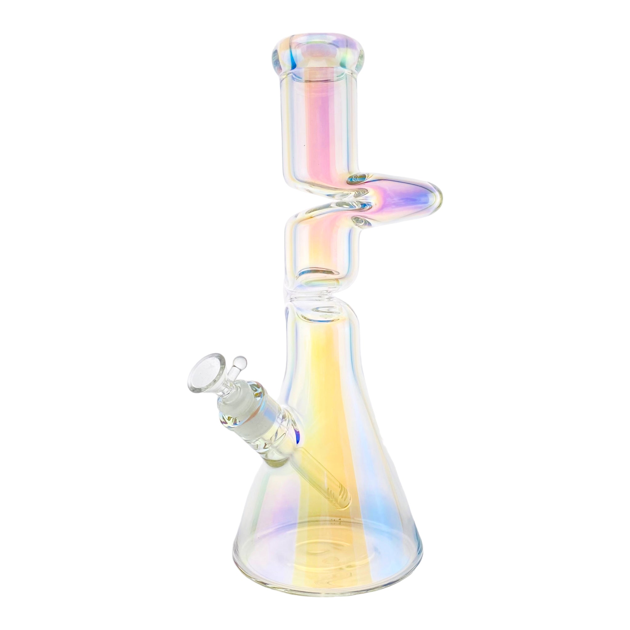 14 Inch Zong Neck Beaker With Rainbow Reflective Coating