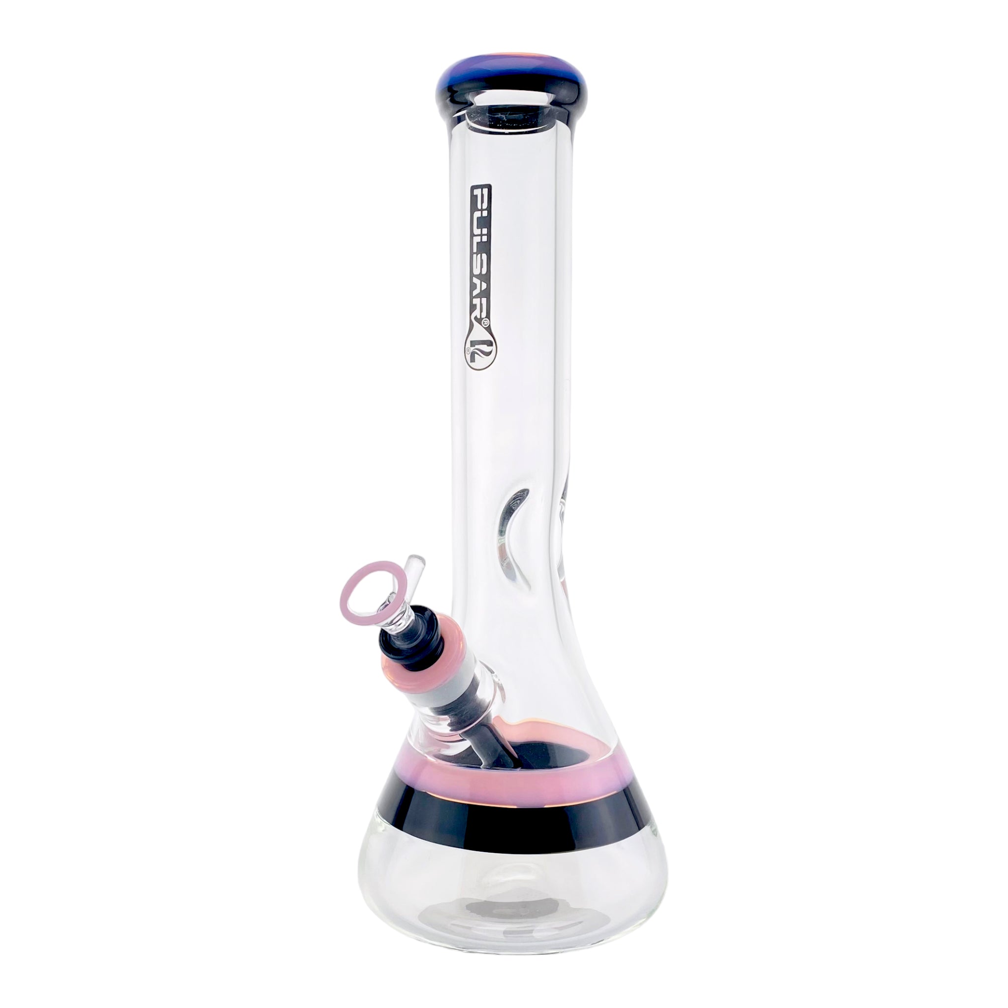 Pulsar Glass - 9mm Thick Pink And Black Two Tone Beaker Bong