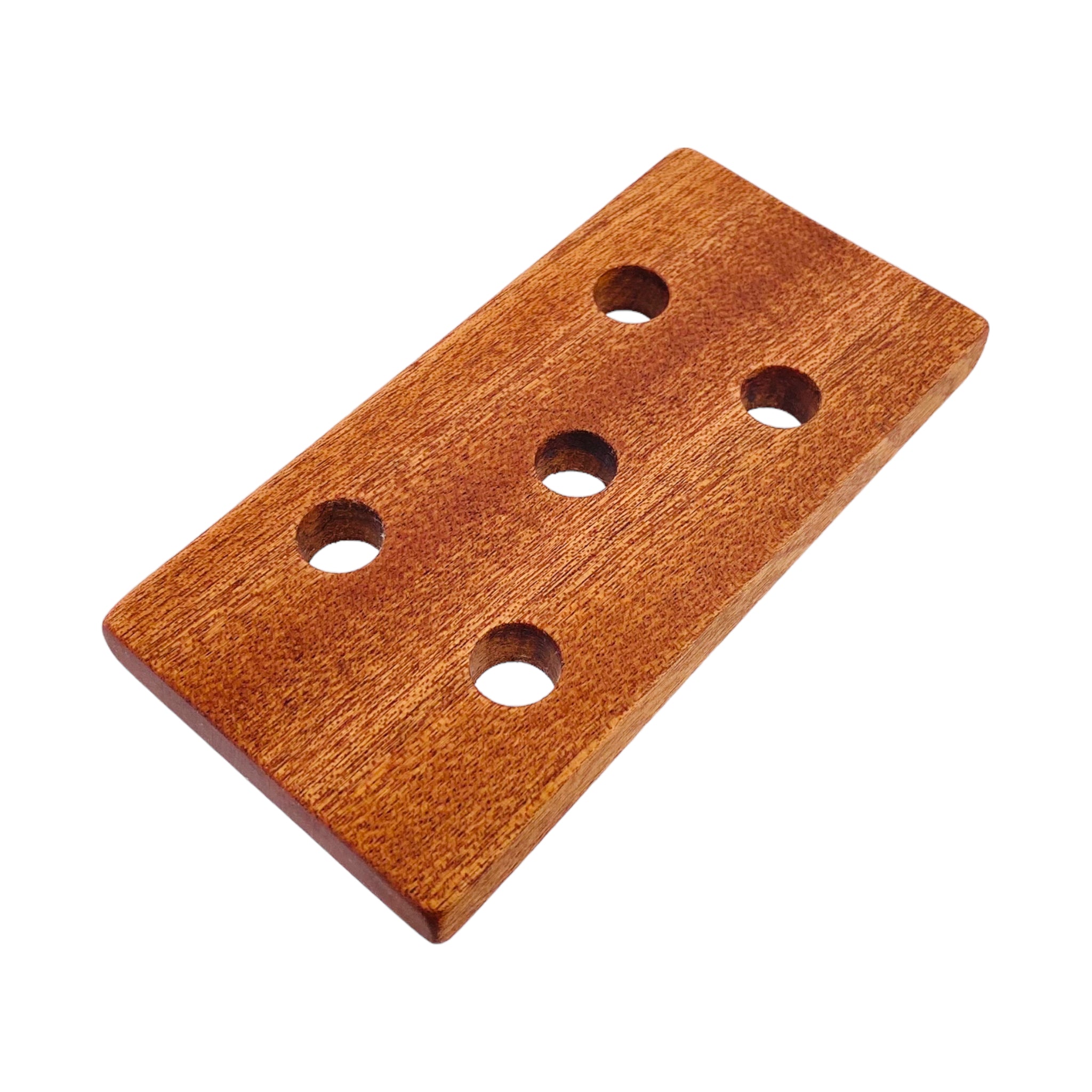 5 Hole Wood Display Stand Holder For 14mm Bong Bowl Pieces Or Quartz Bangers - Mahogany