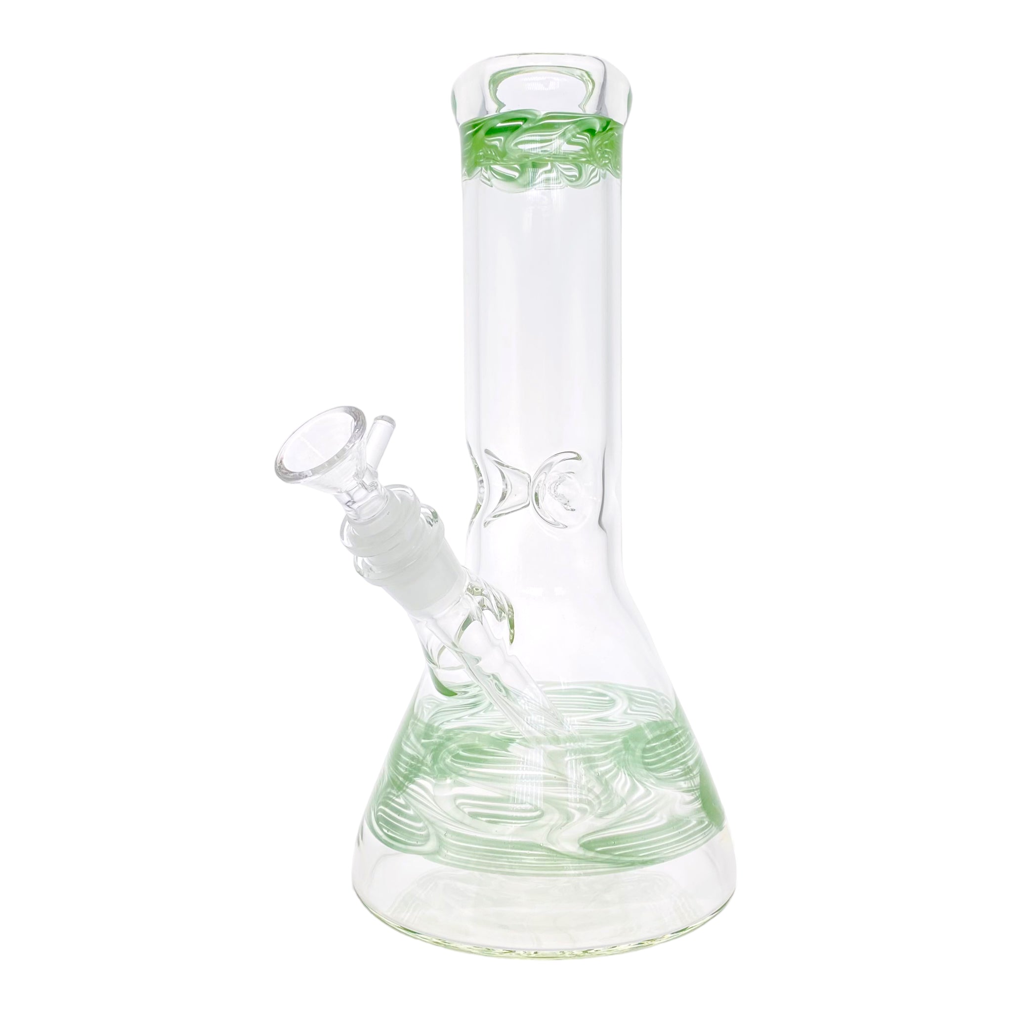 10 Inch Clear Beaker Bong With Green Wrap And Rake