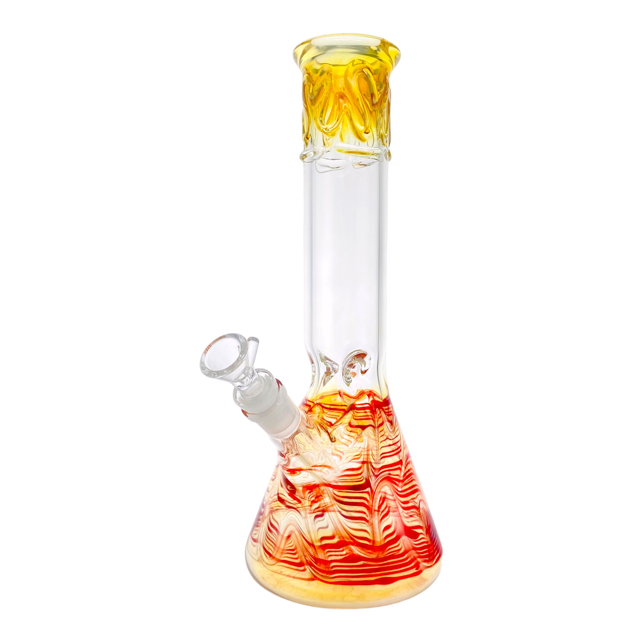 12 Inch Beaker Bong With Color Changing Fuming And Red Wrap And Rake