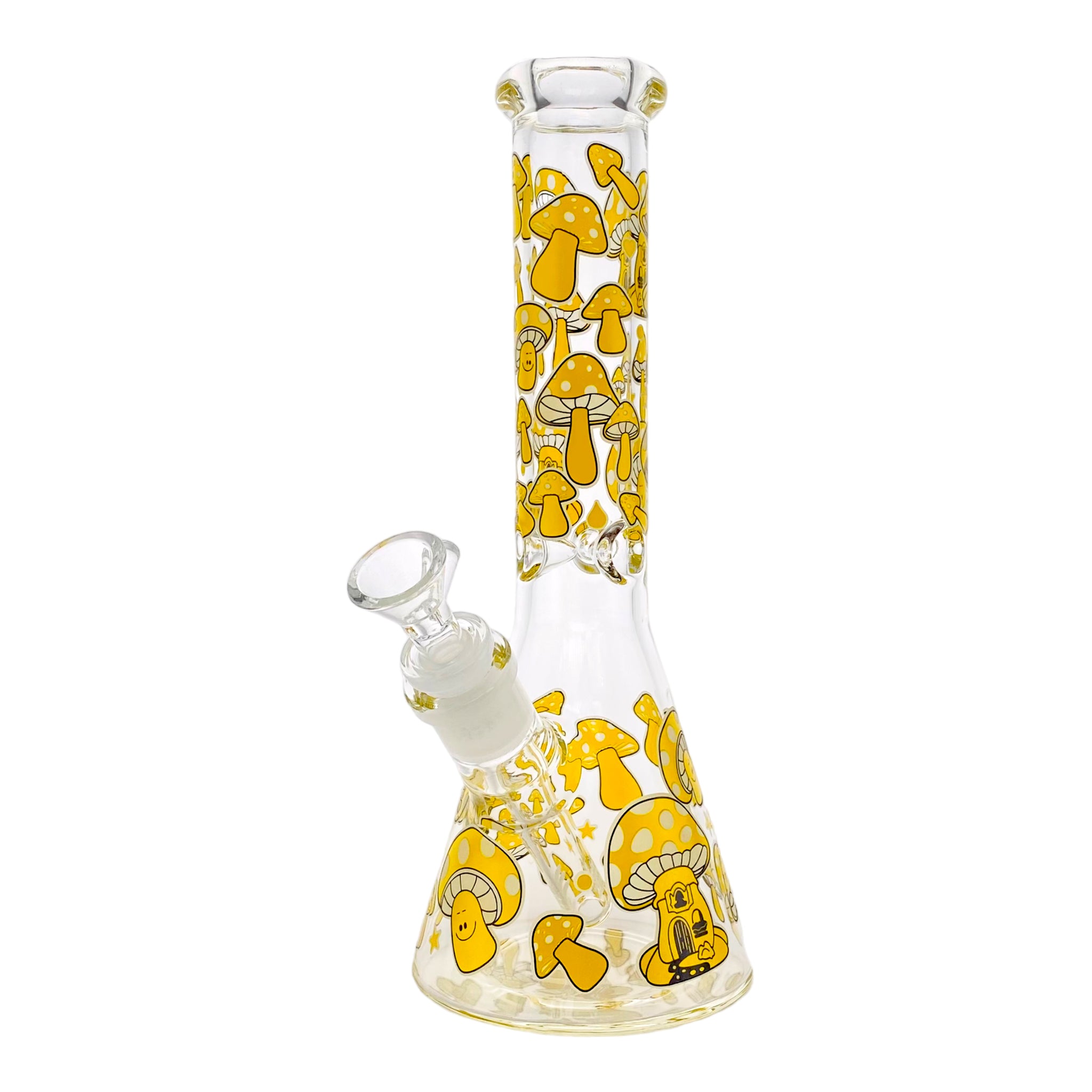 10 Inch Glass Beaker Bong With Yellow Mushrooms