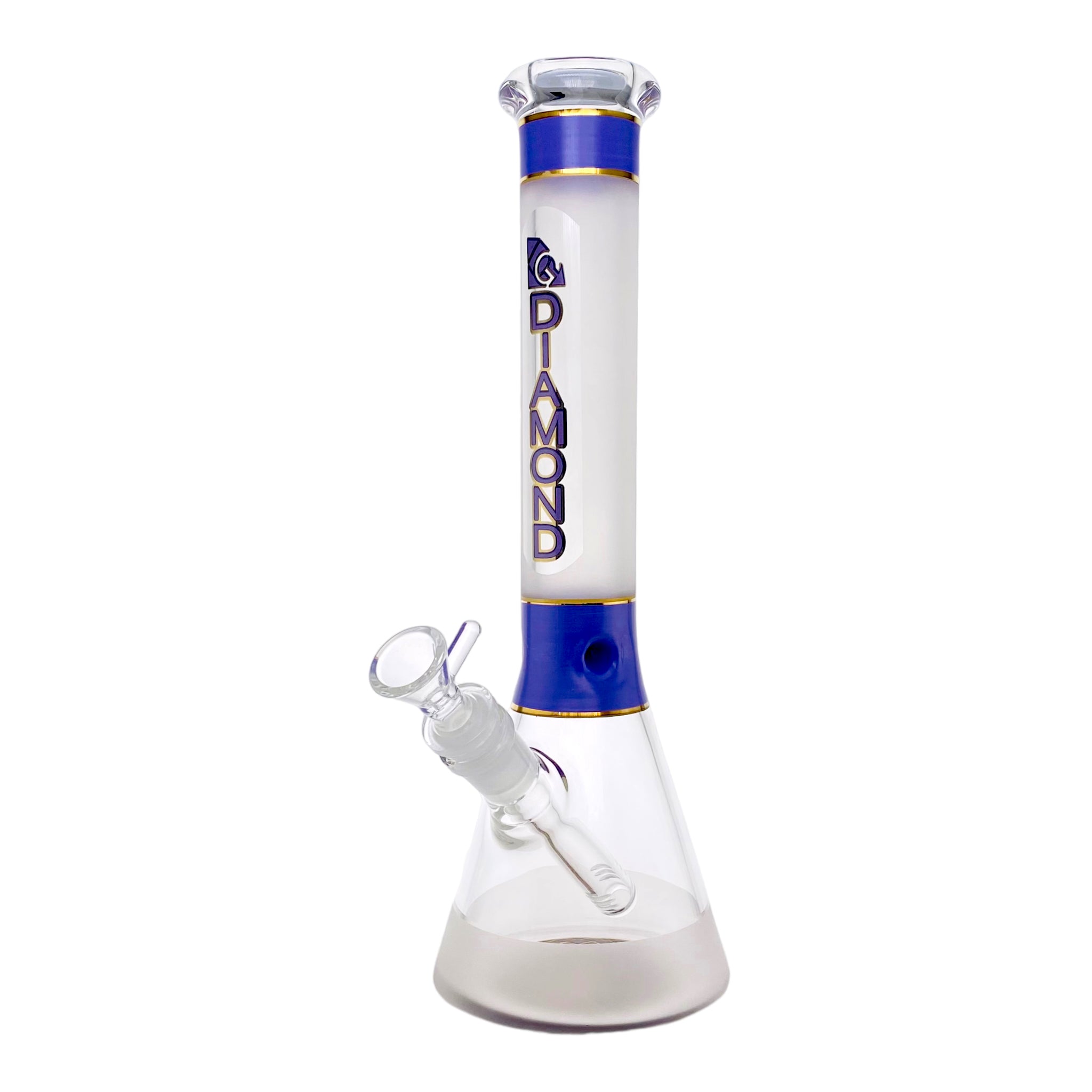 Diamond Glass - 12 Inch Purple & Gold Sandblasted Beaker Bong