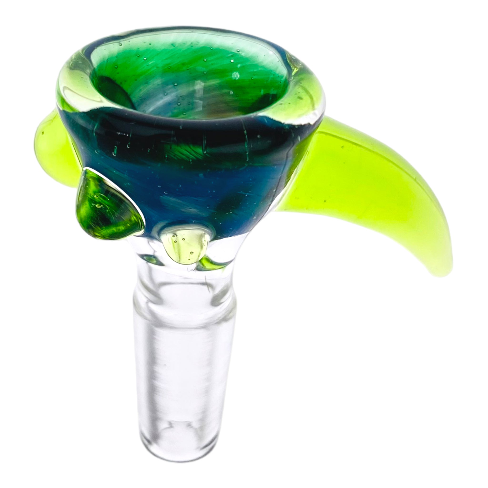 Arko Glass - 10mm Flower Bowl - Green Money With Slyme Green Handle & Dots