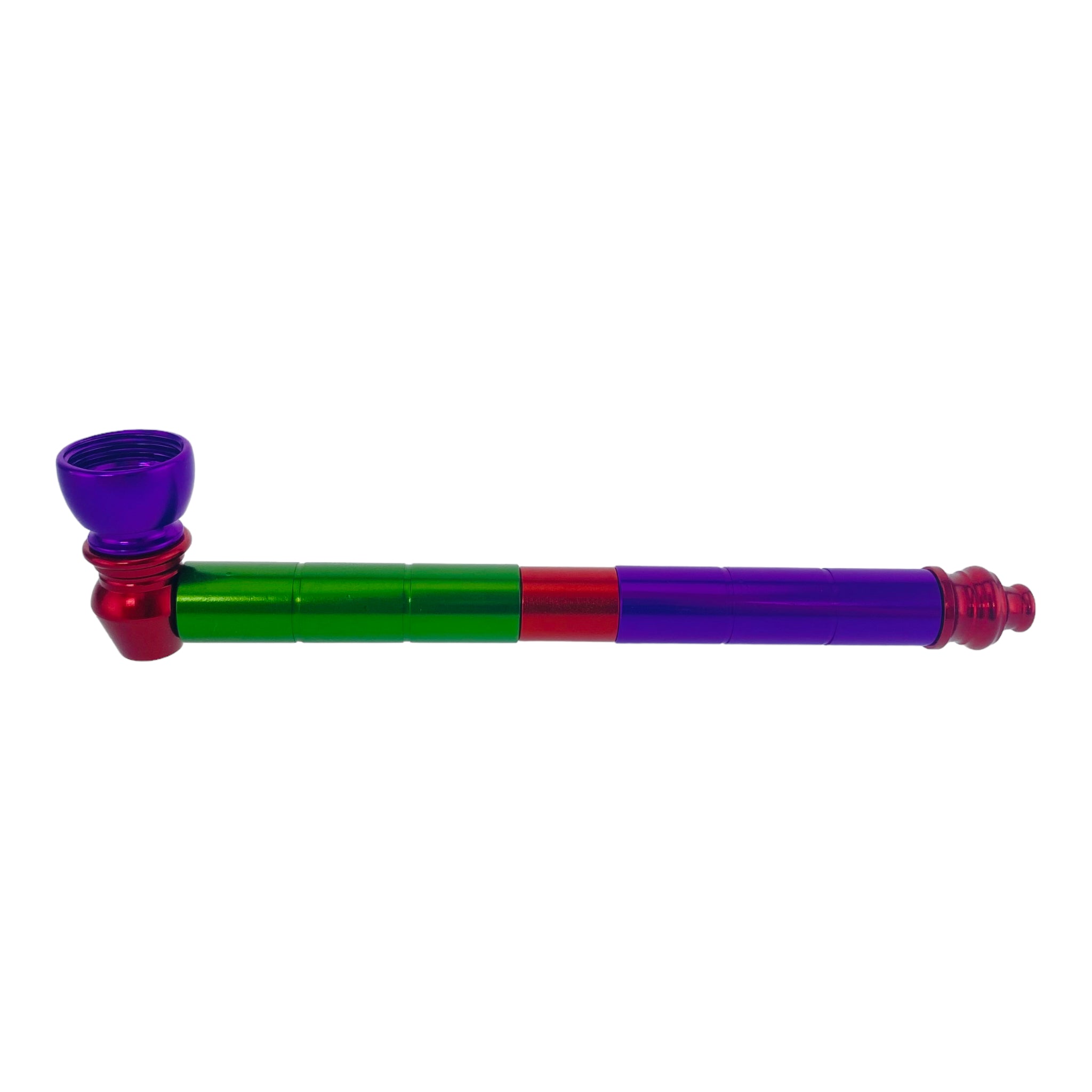 red purple and green Metal Hand Pipes - Multi-color Long Stem Aluminum Metal Pipe