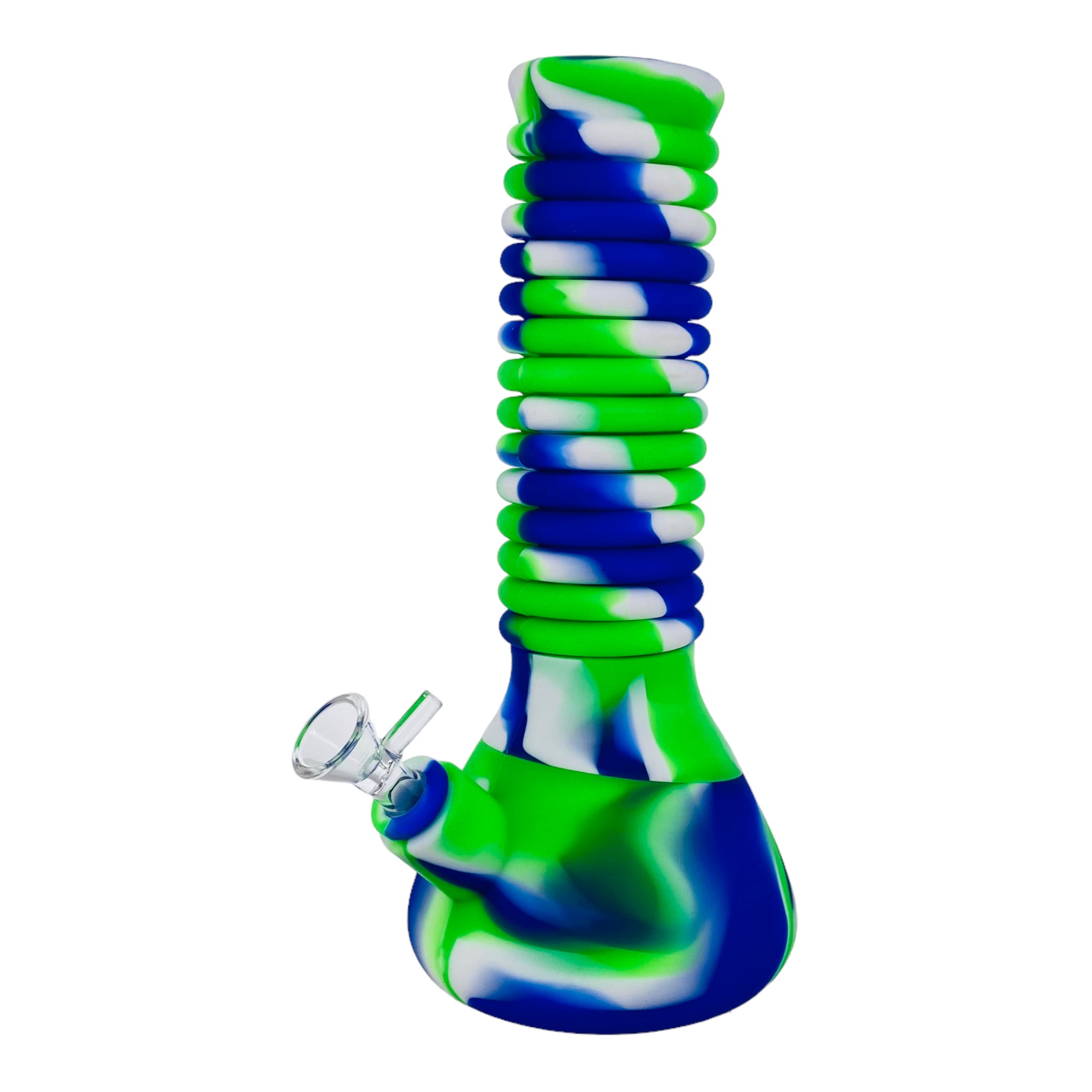Extendable Silicone Rubber Bong Green Blue White