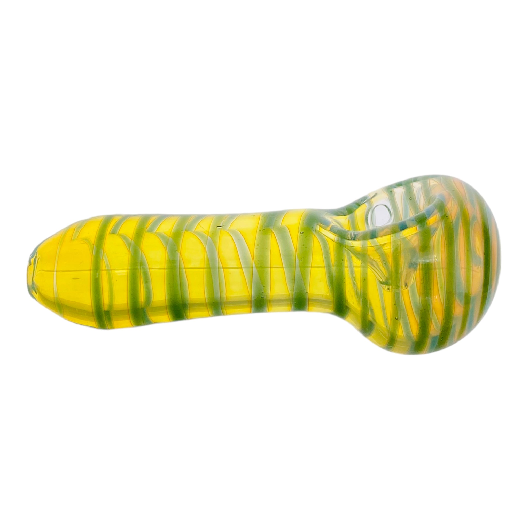 Color Changing Glass Pipe With Green Spiral Color Twist