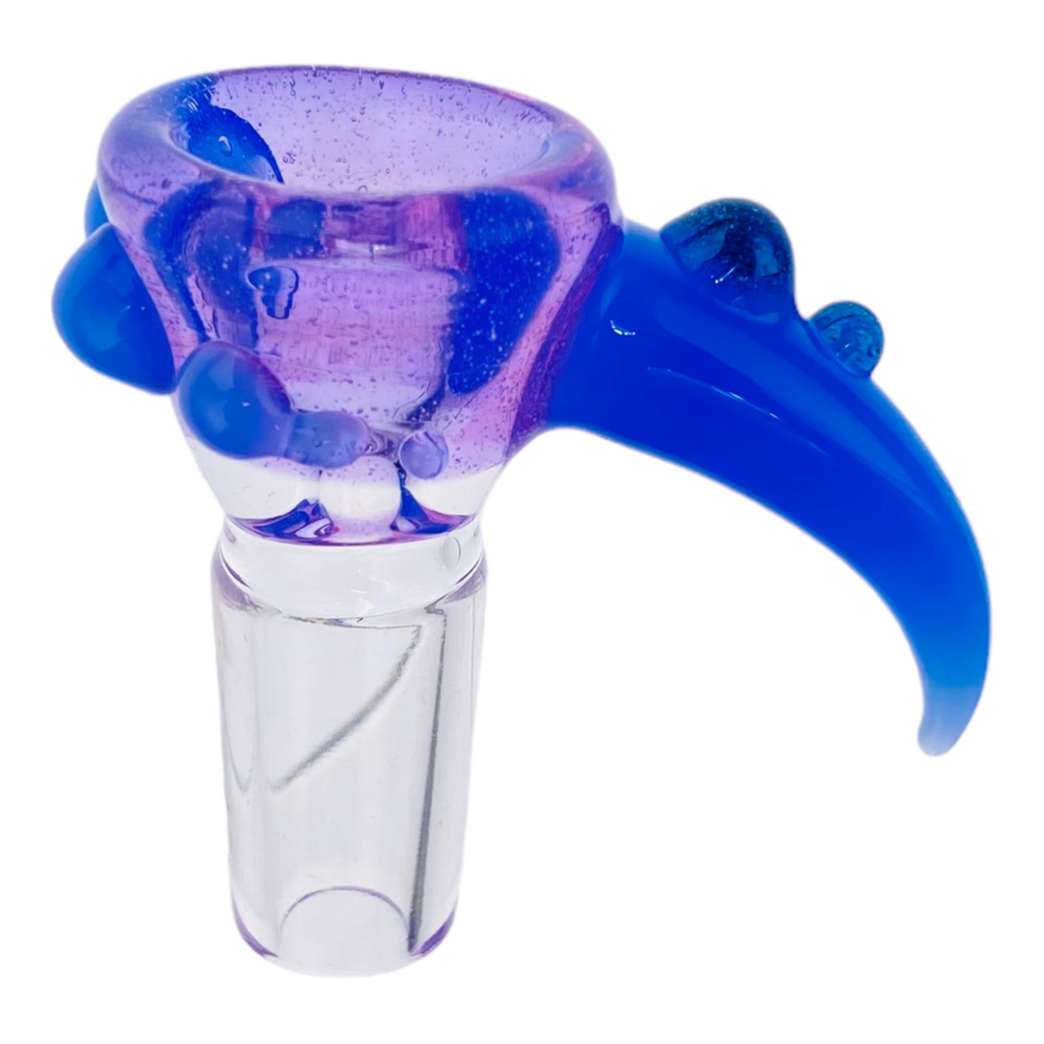 heady bong bowl Arko Glass - 14mm Flower Bowl - Chronic Purple Bowl With Milky Blue Handle
