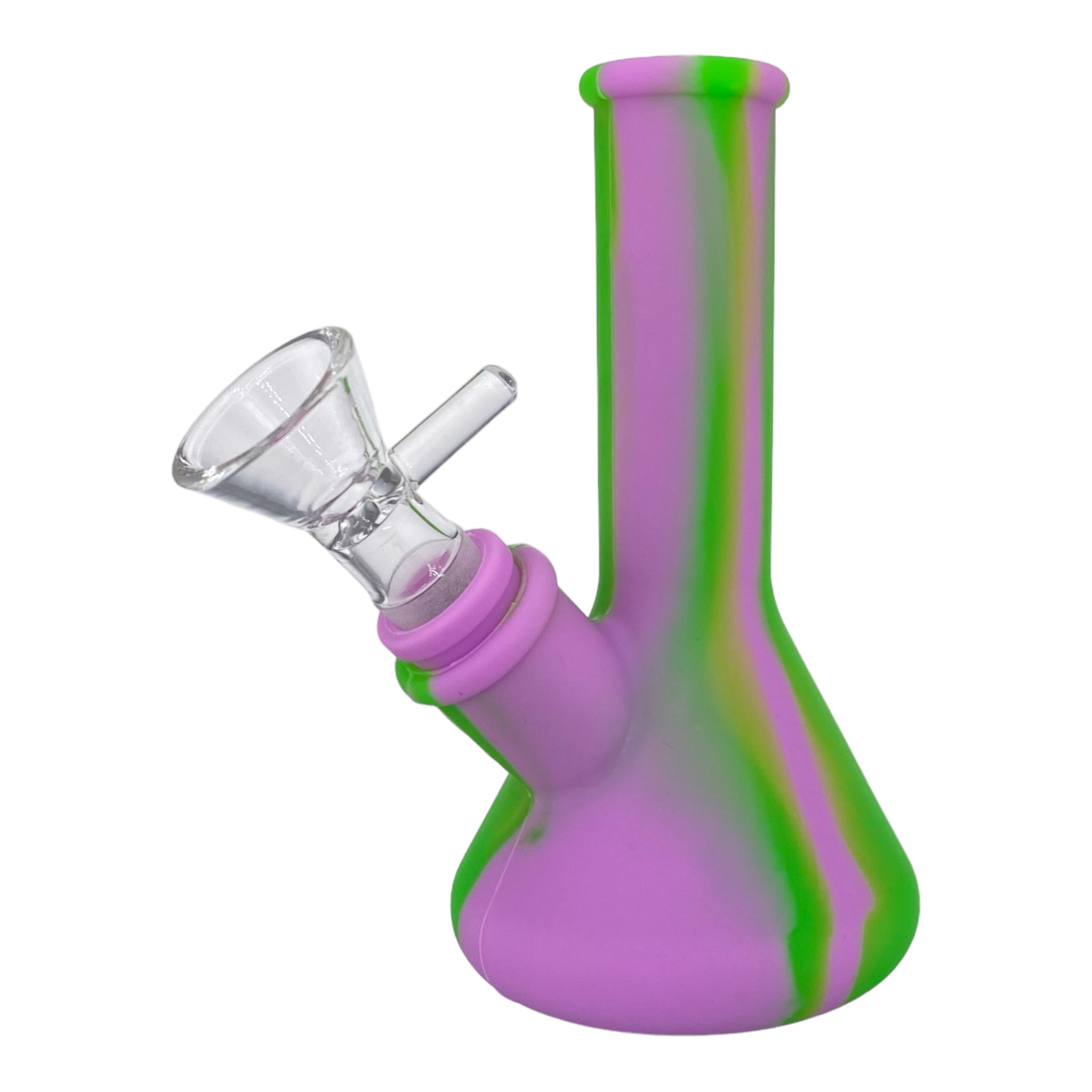 cute girly 5 Inch Mini Silicone Rubber Beaker Bong Pink and Green