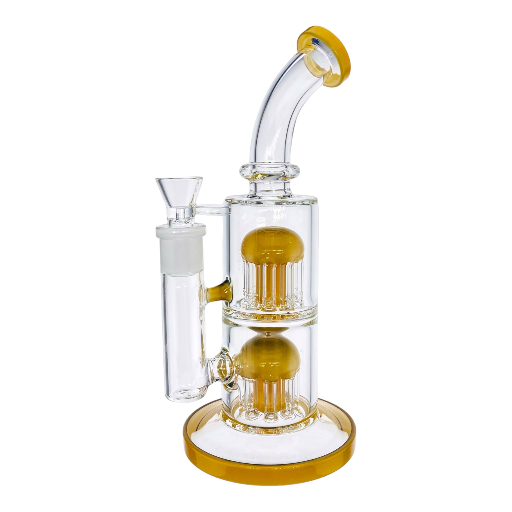 10 Inch Sunset Orange Inline Bong With Double Tree Percs