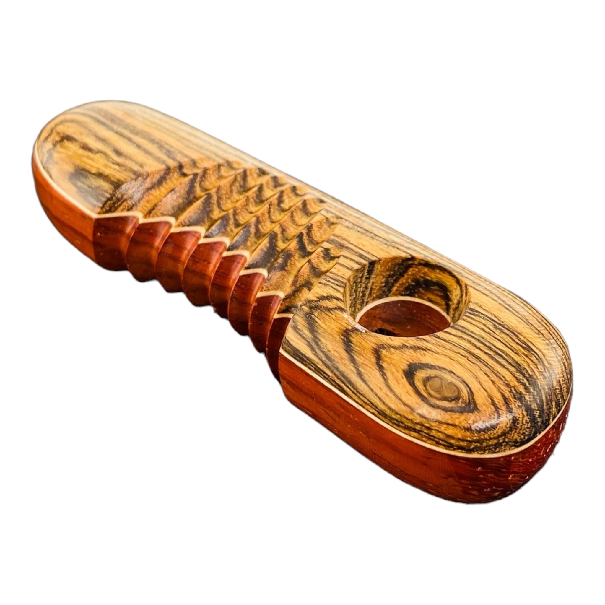 Wood Hand Pipe - Oval With Notches Wood Pipe for tobacco