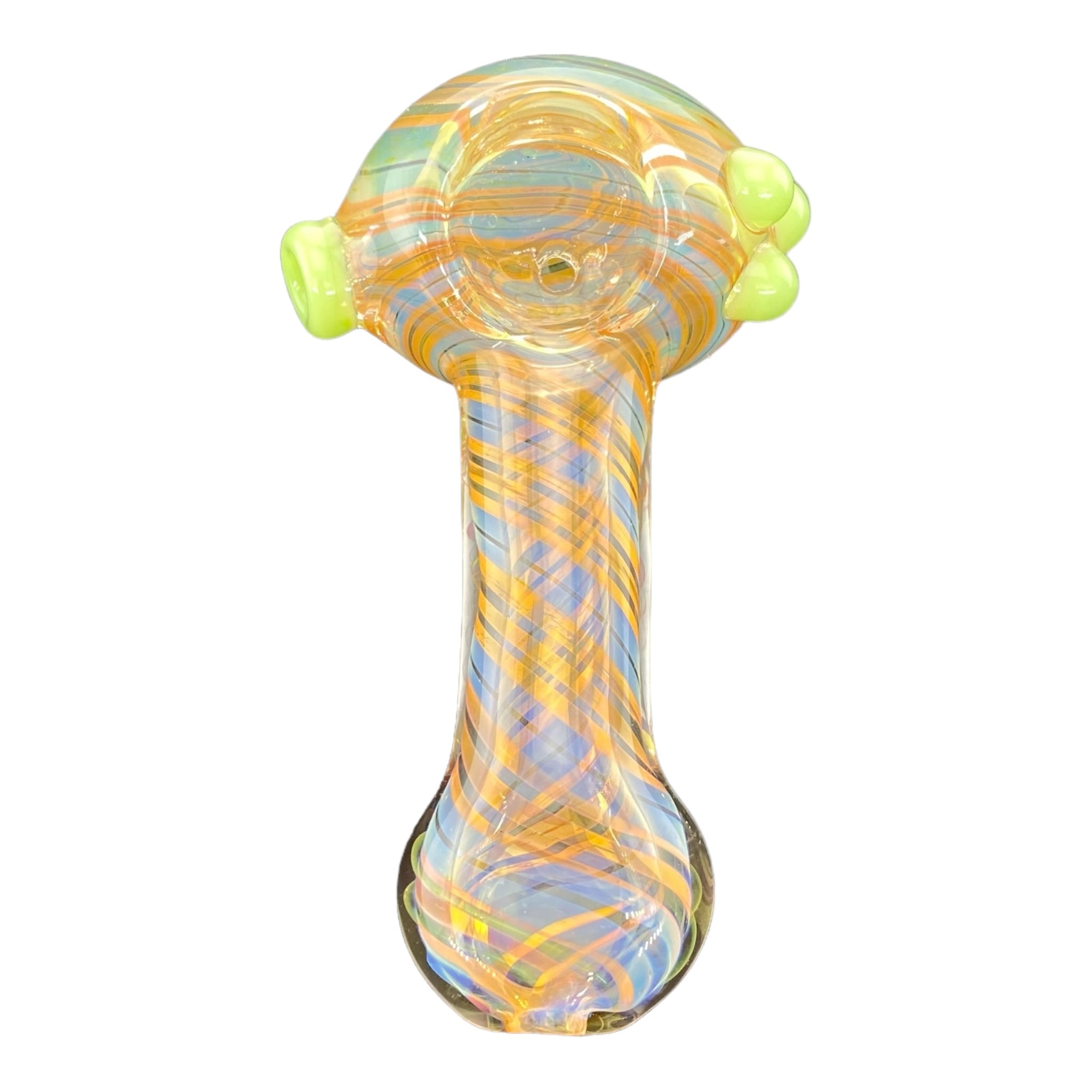 Small Color Changing Glass Hand Pipe With Green Dots