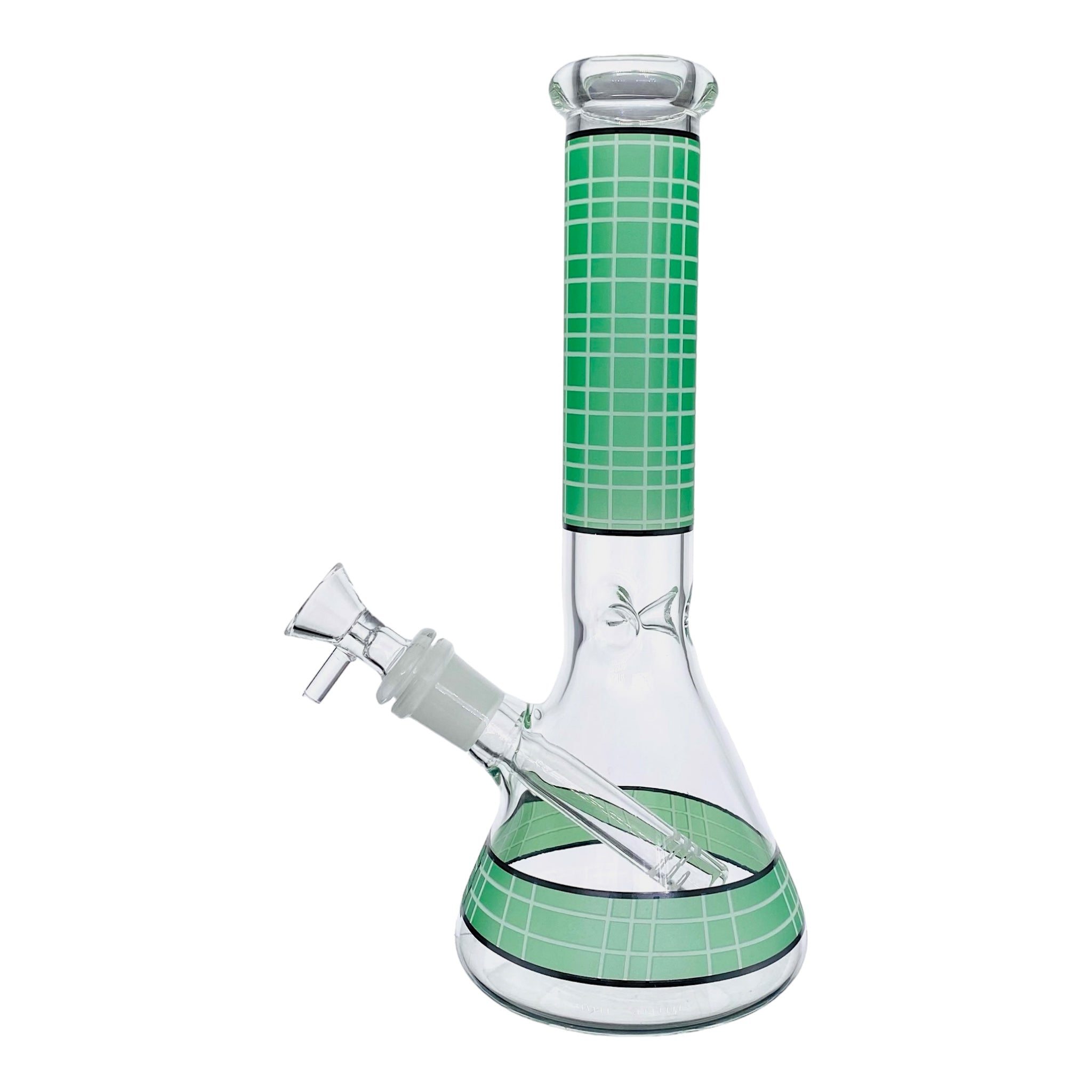 small travel Clear Beaker Glass Bong With Green Plaid for sale