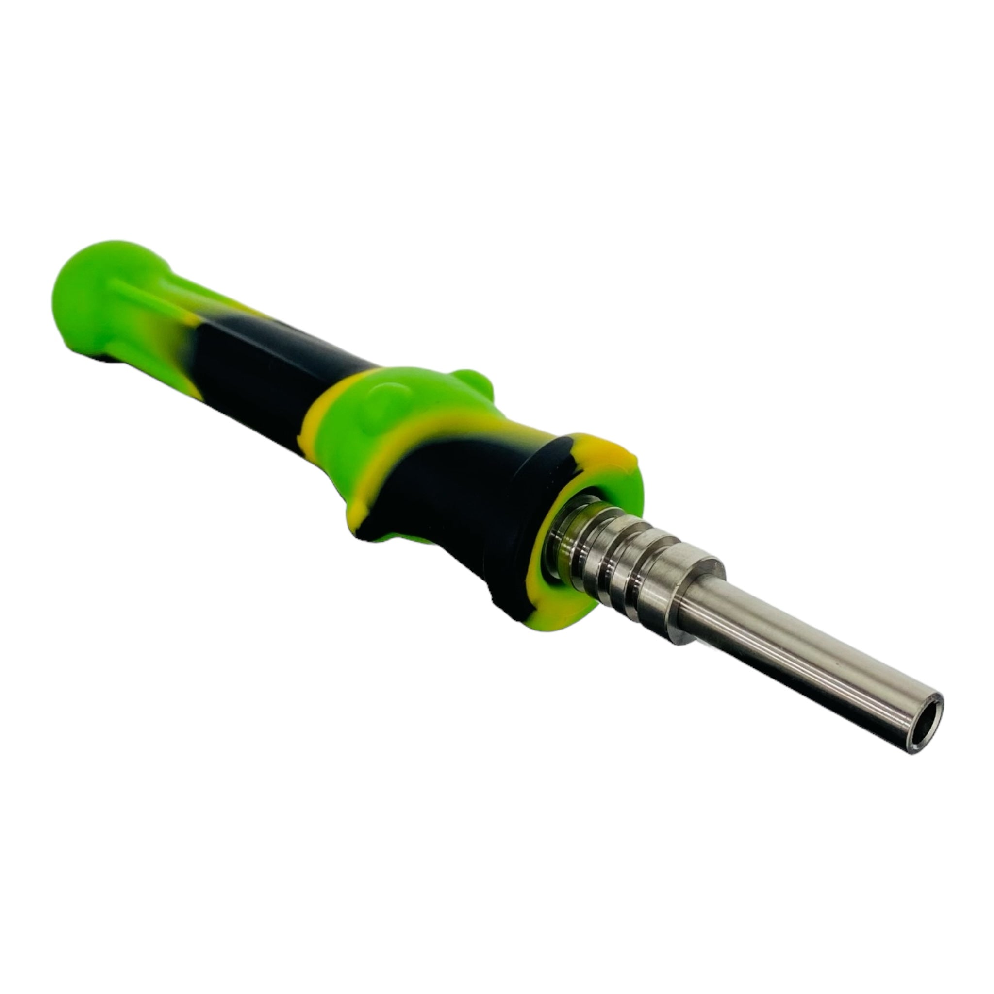 Silicone Nectar Collector With Titanium Tip 14mm Black, Green, and Yellow