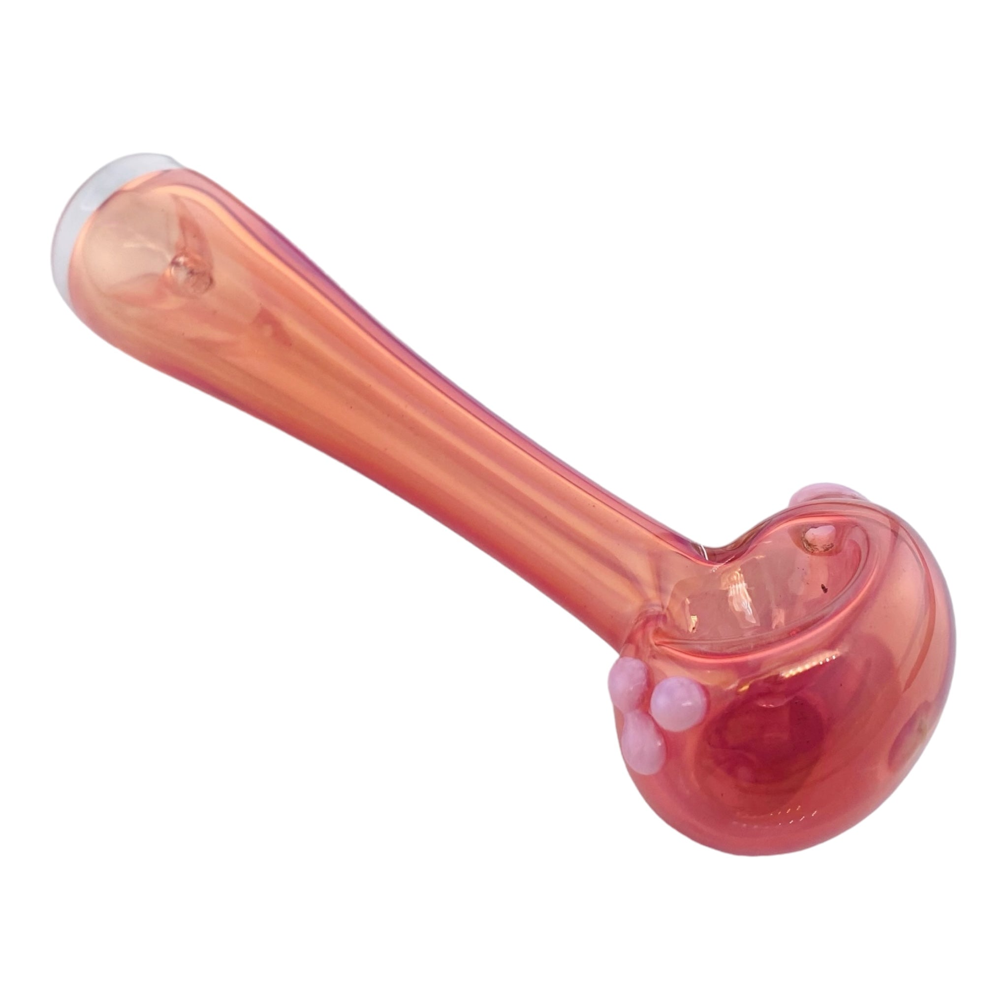Pink Gold Fumed Glass Hand Pipe With Push In Mouthpiece for sale