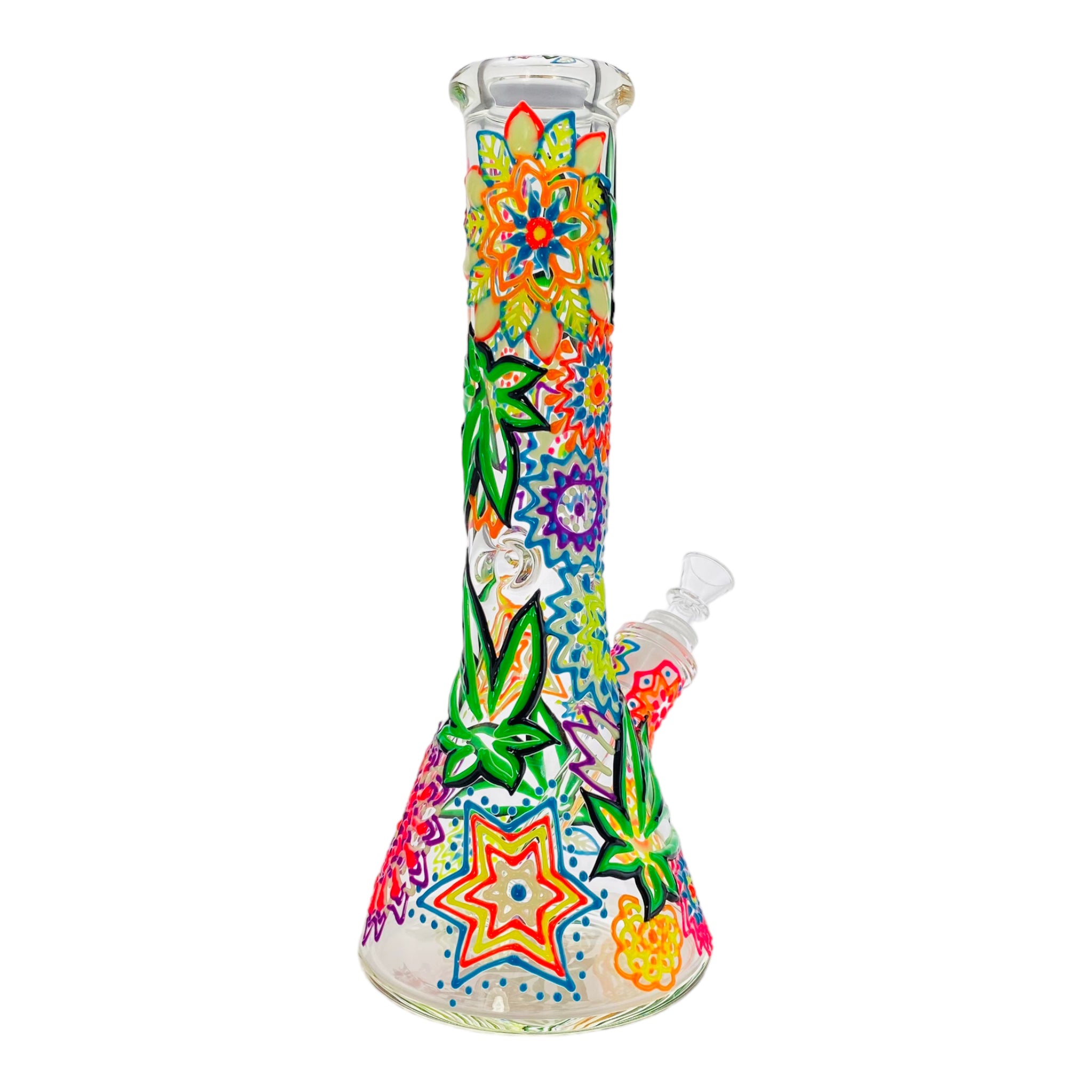 best cheap portable Groovy hippie Flower Power 9mm Thick Glass Beaker Bong